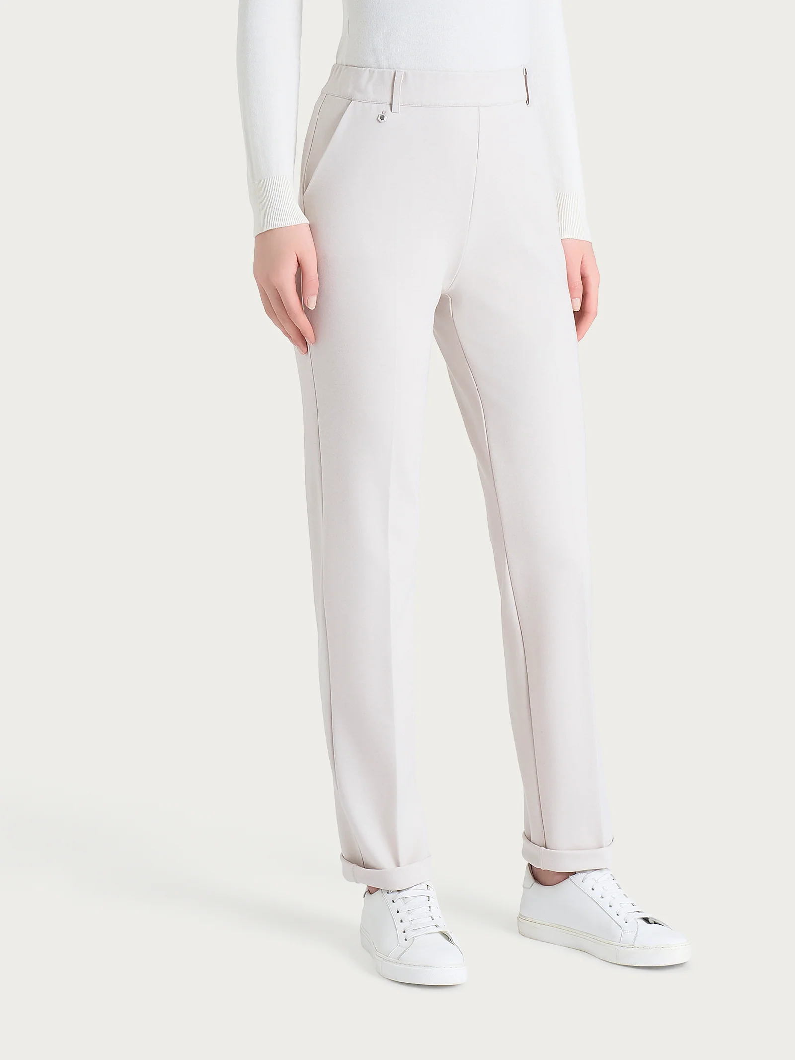 Pantalone dritto con tasche in Cashmere Compact - Champignon - Image 3