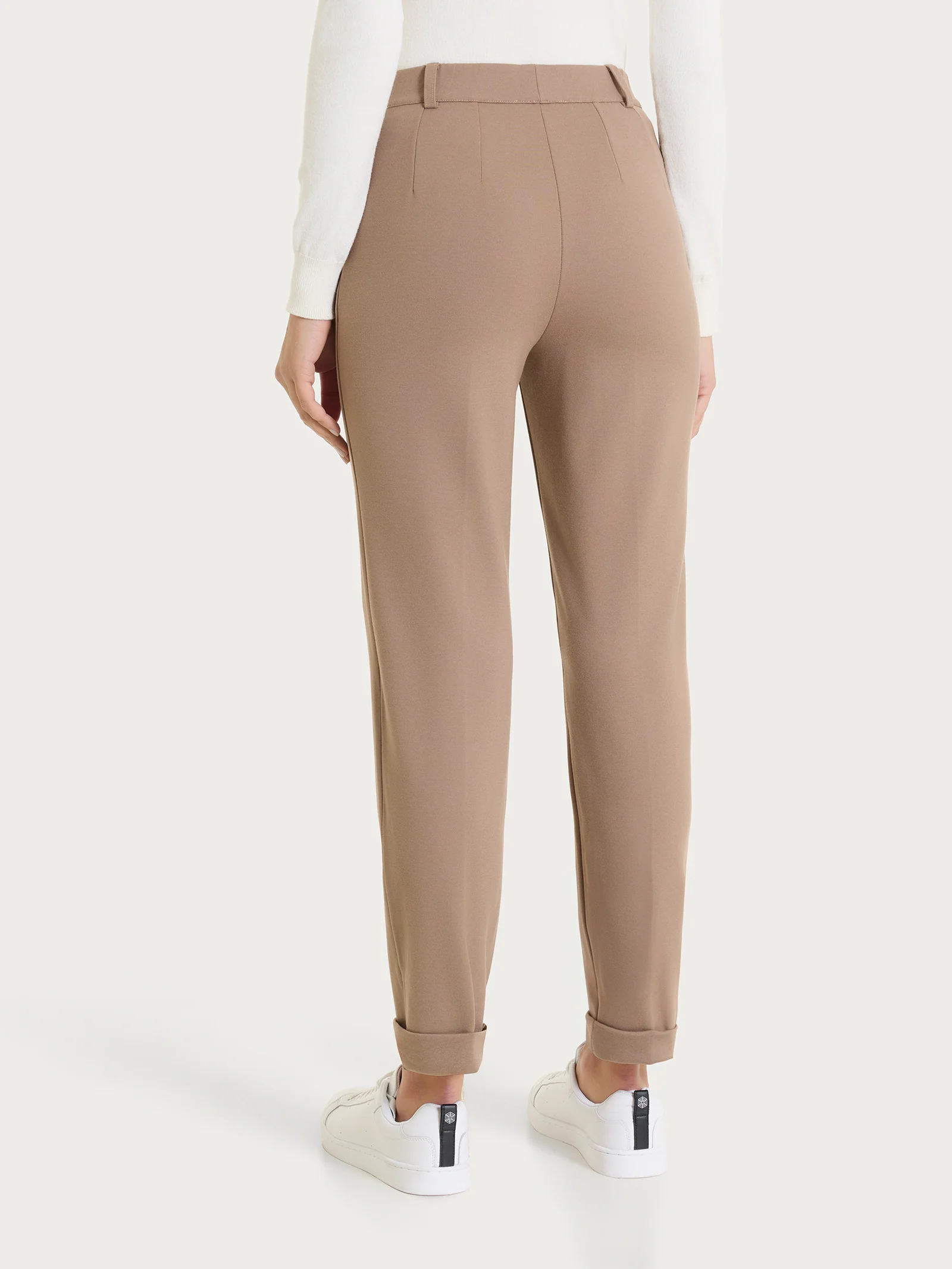 Pantalone dritto con tasche in Cashmere Compact - Pine Bark - Image 2