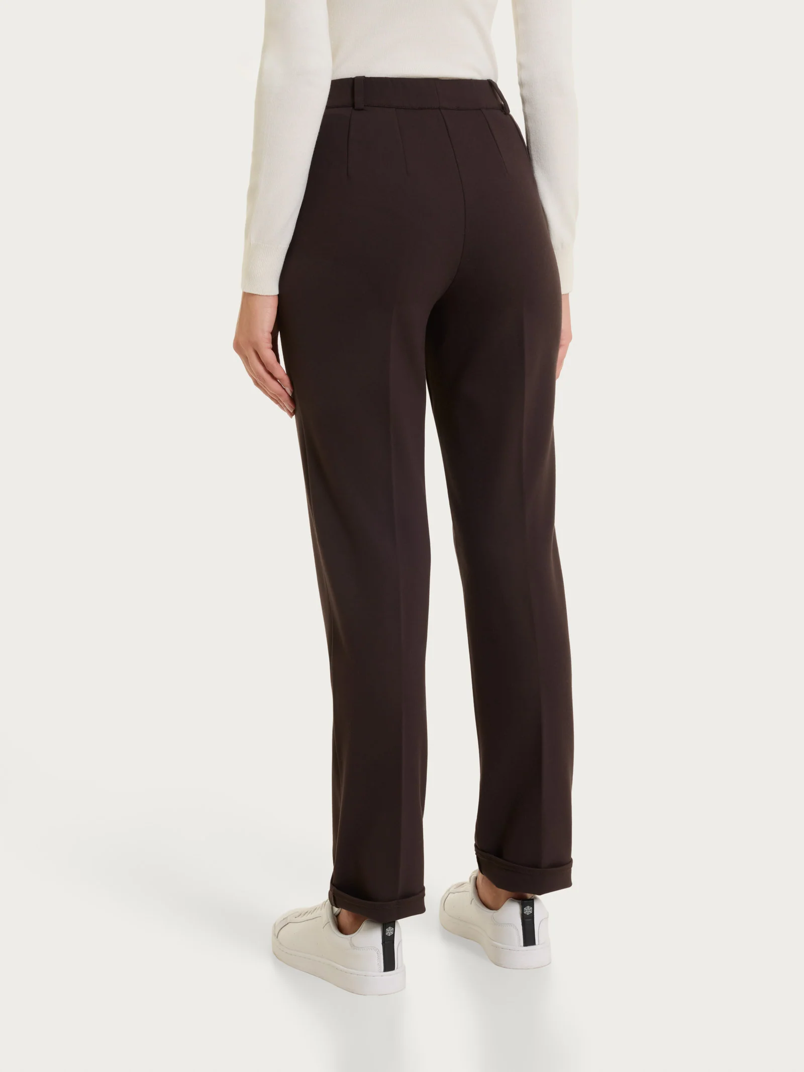 Pantalone dritto con tasche in Cashmere Compact - Chocolate Torte - Image 5