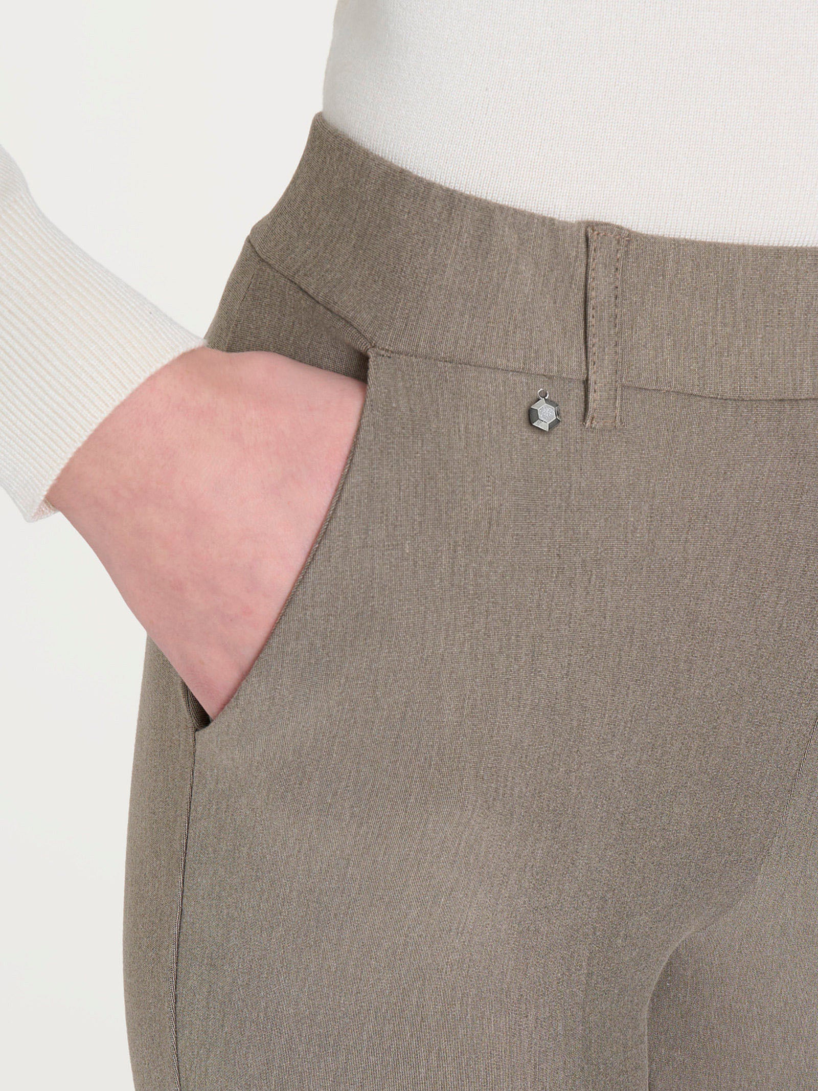 Pantalone dritto con tasche in Compact - Glace' Mel. - Image 3