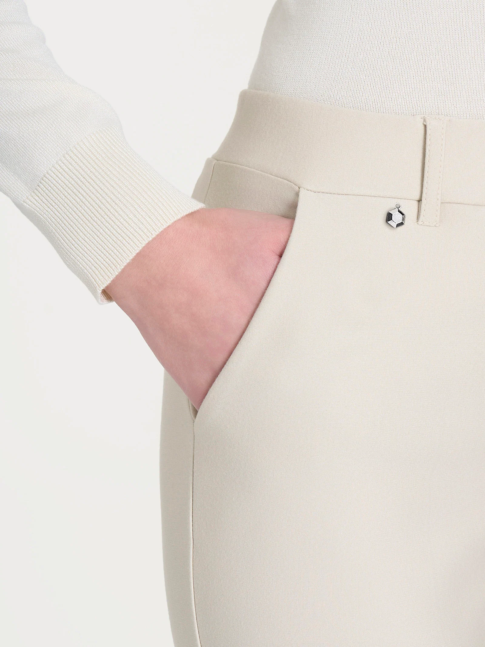 Pantalone dritto con tasche in Compact - Champignon - Image 3