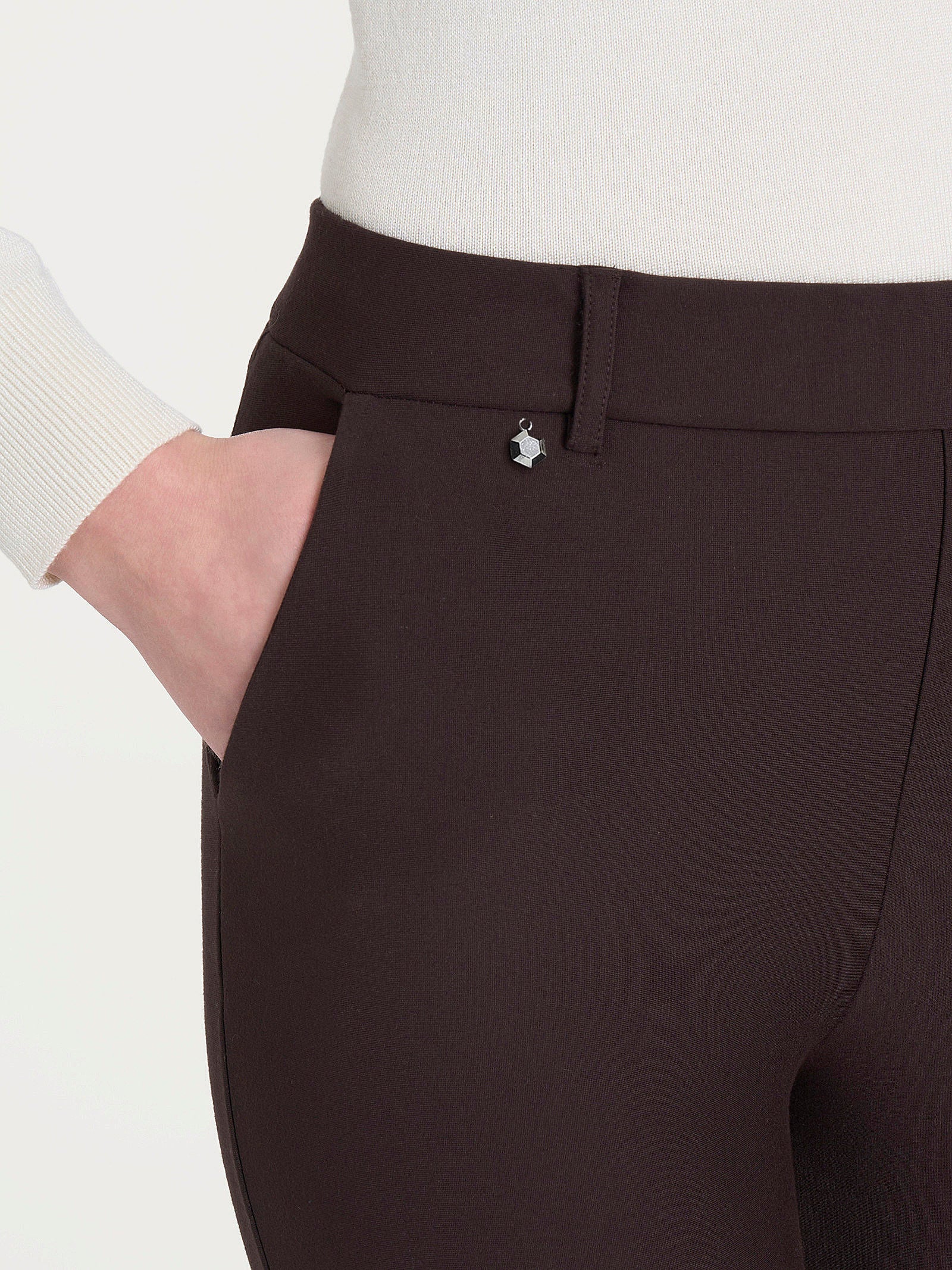Pantalone dritto con tasche in Compact - Chocolate Torte - Image 3