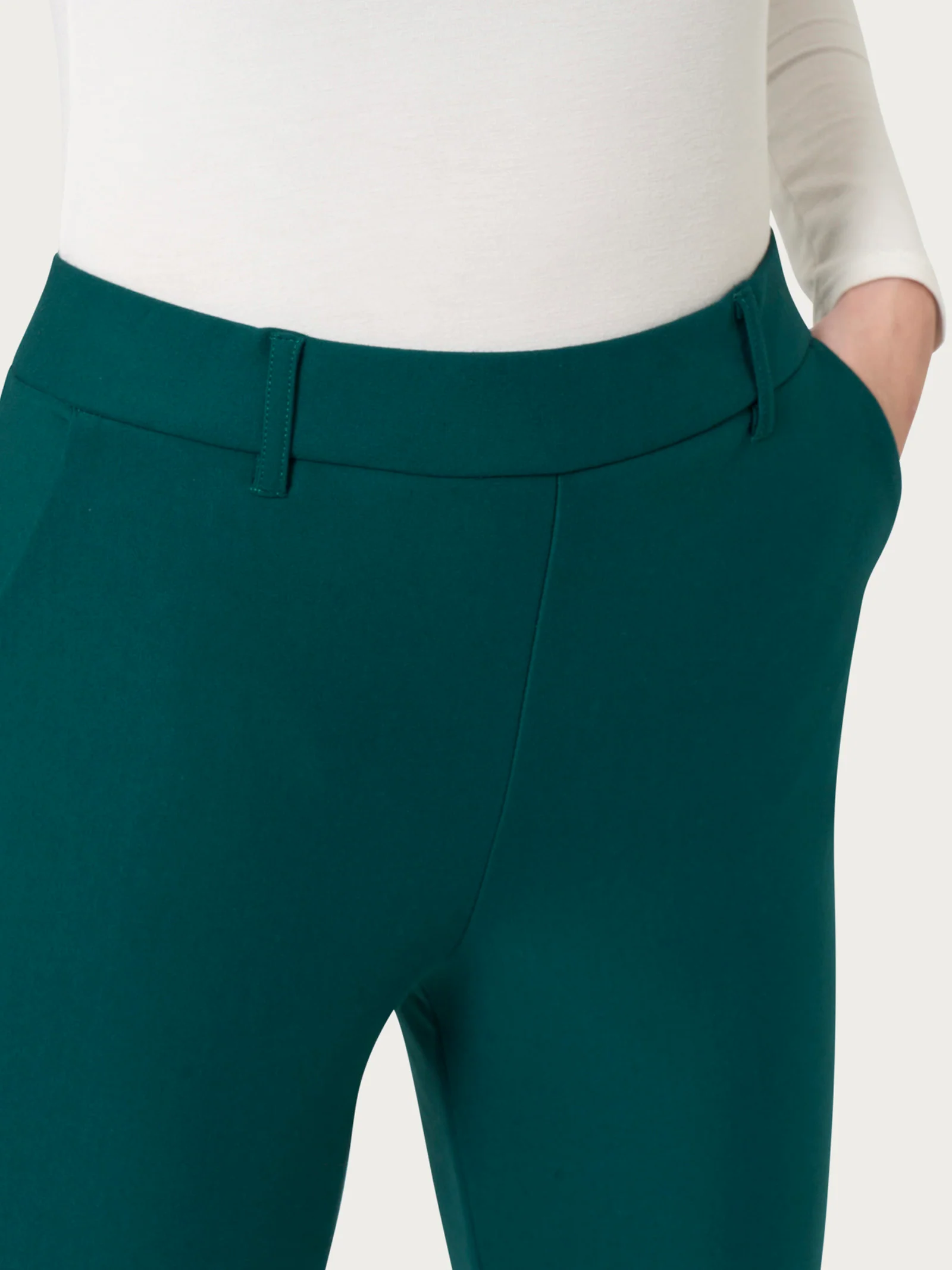 Pantalone dritto con tasche in Compact - Rain Forest - Image 3