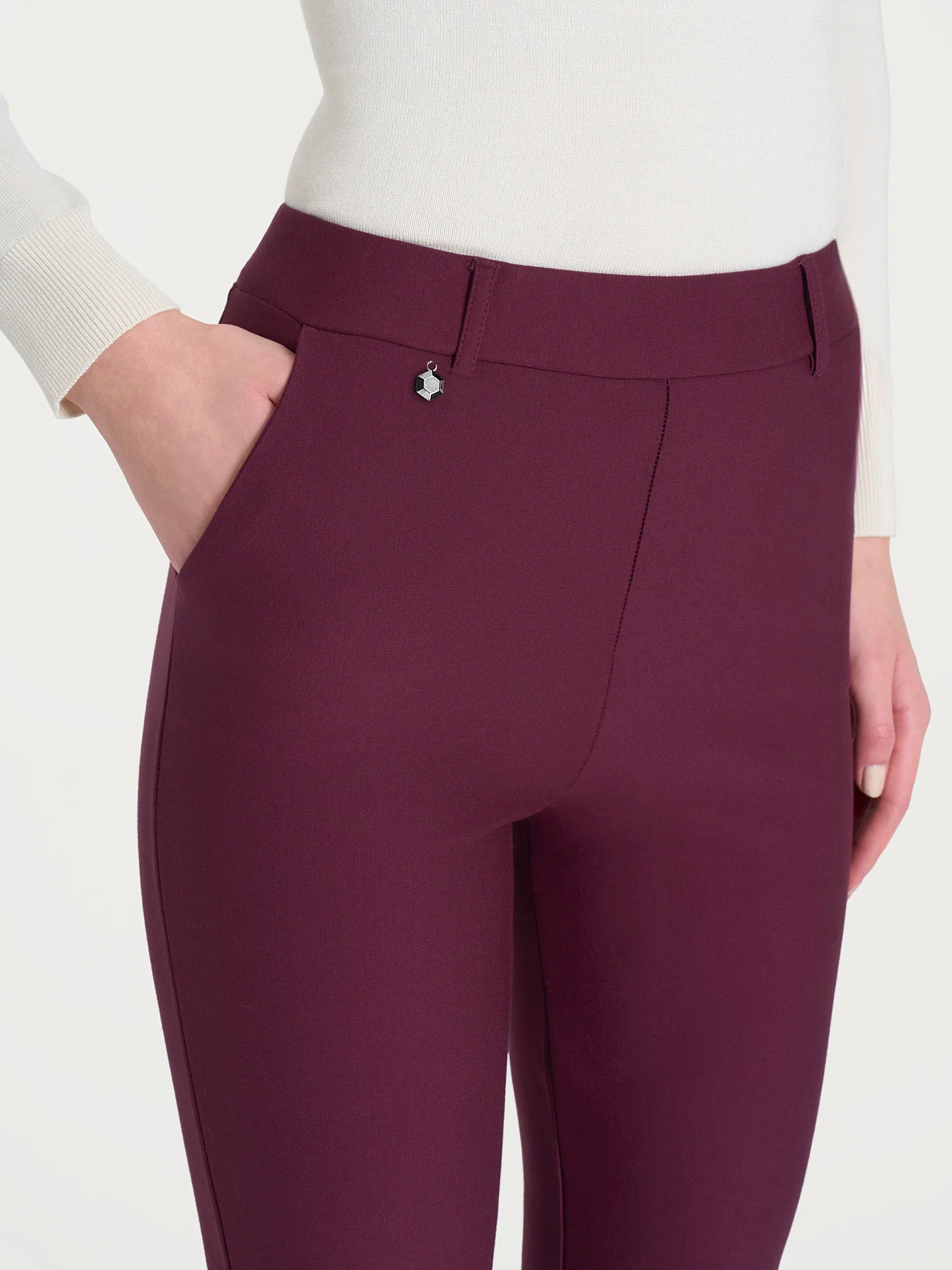Pantalone dritto con tasche in Compact - Fig - Image 3