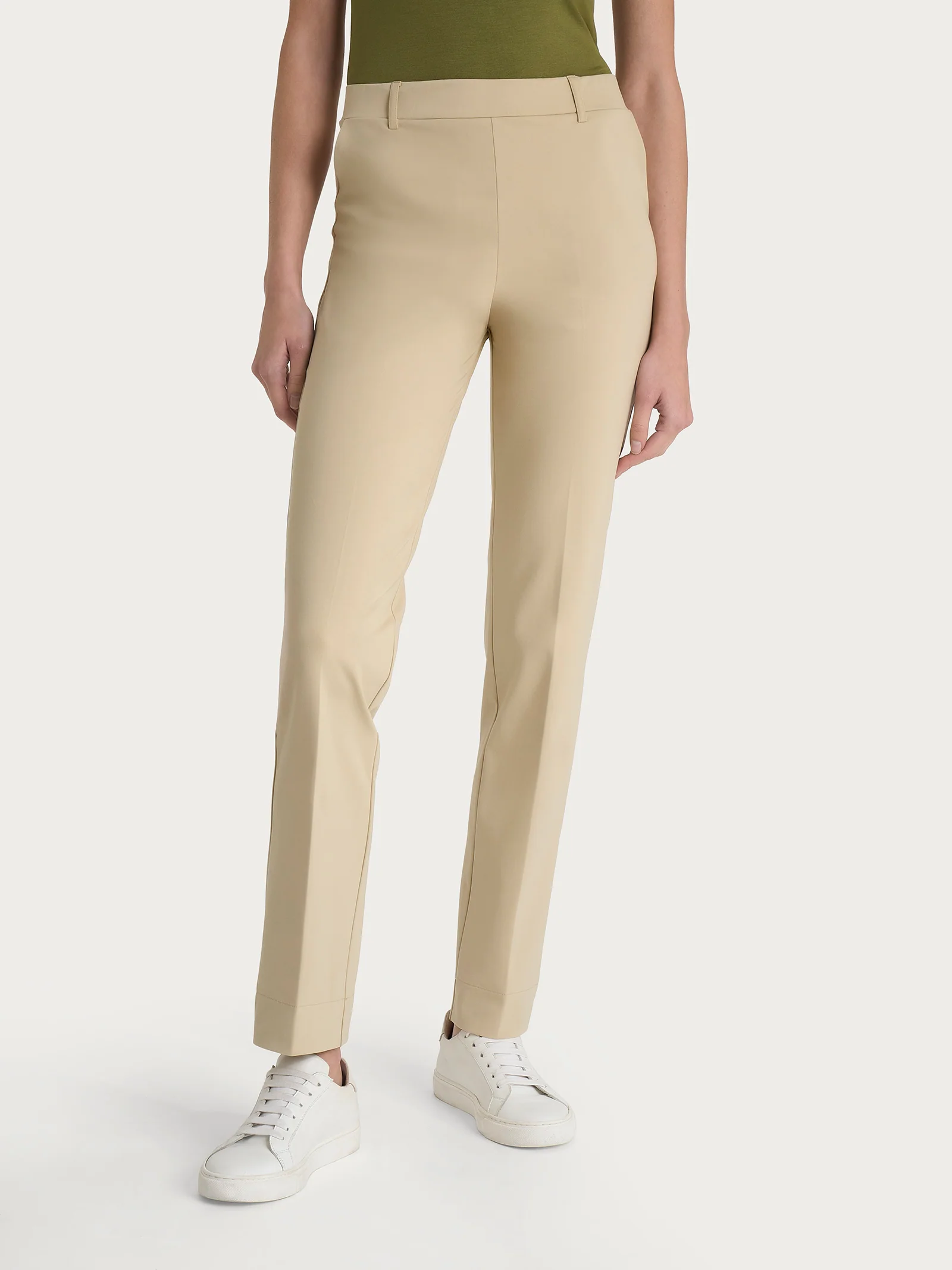 Pantalone dritto con tasche in Compact Light - Irish Cream