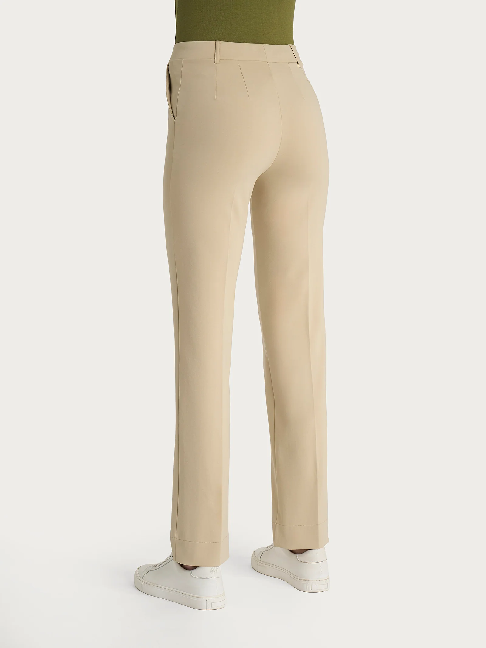 Pantalone dritto con tasche in Compact Light - Irish Cream - Image 2