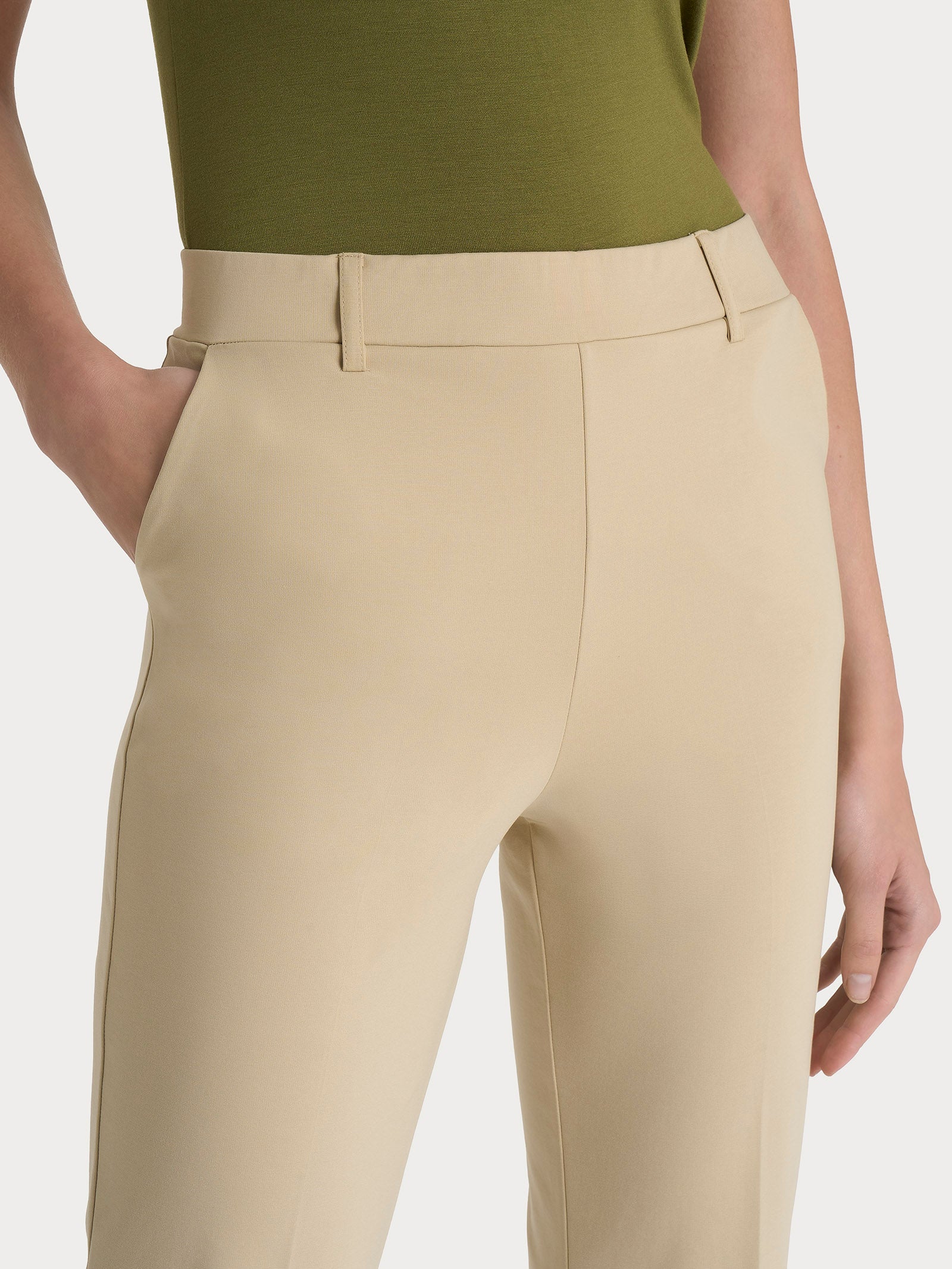 Pantalone dritto con tasche in Compact Light - Irish Cream - Image 3