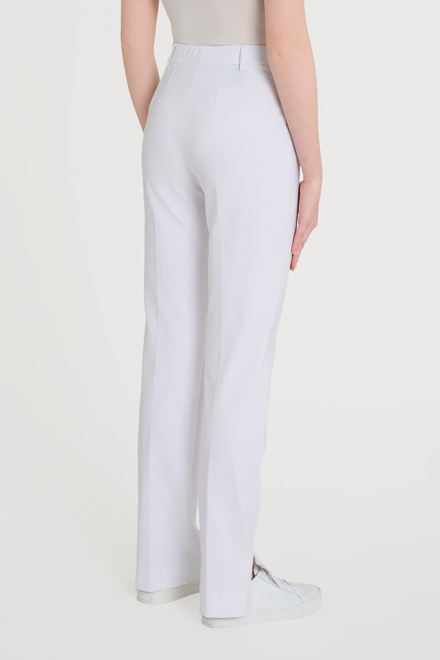 Pantalone dritto con tasche in Compact Light - Bianco - Image 2