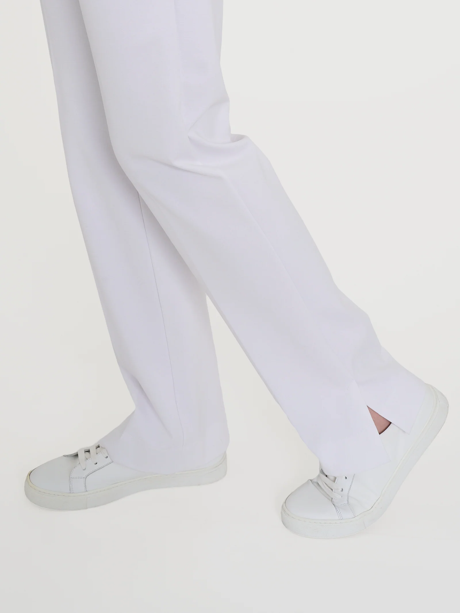 Pantalone dritto con tasche in Compact Light - Bianco - Image 3