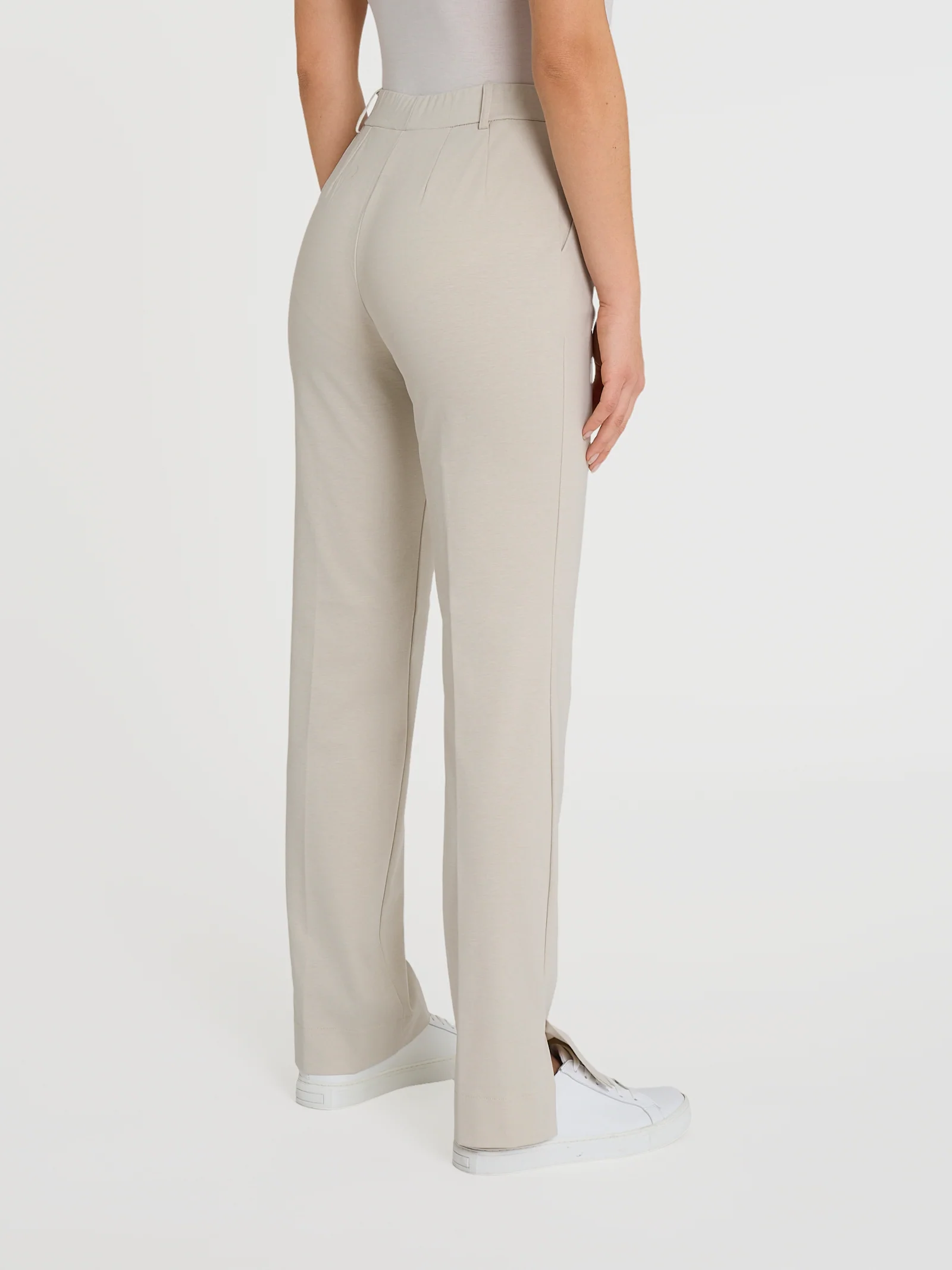 Pantalone dritto con tasche in Compact Light - Champignon - Image 2