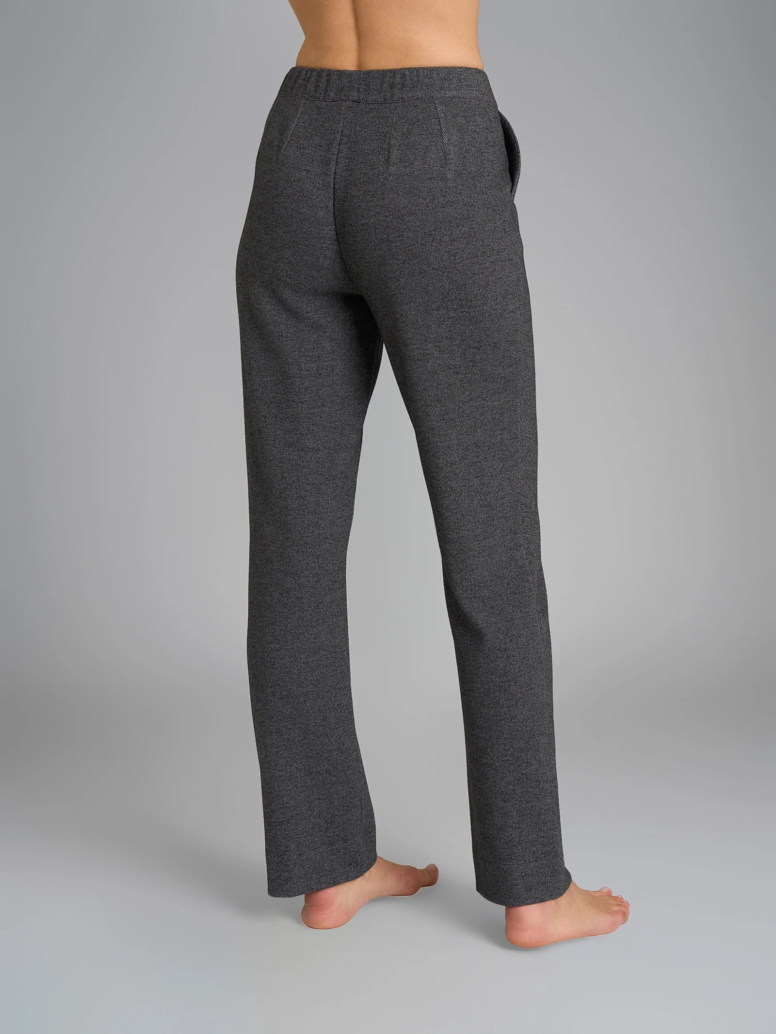 Pantalone dritto con tasche in Flannel Compact - Ardesia Mel. - Image 2
