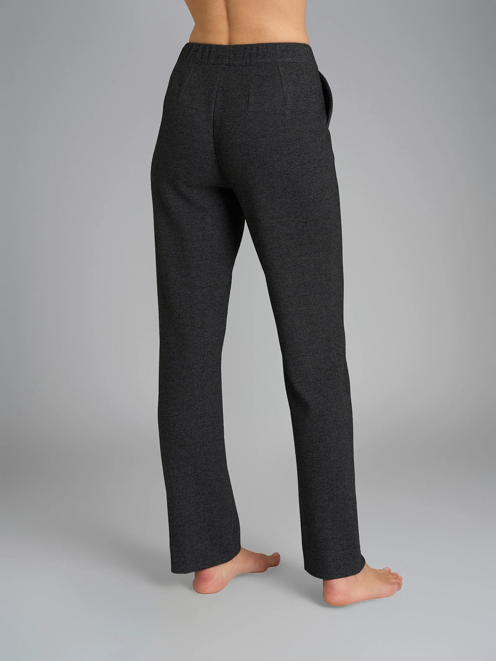 Pantalone dritto con tasche in Flannel Compact - Oscuro Mel. - Image 2