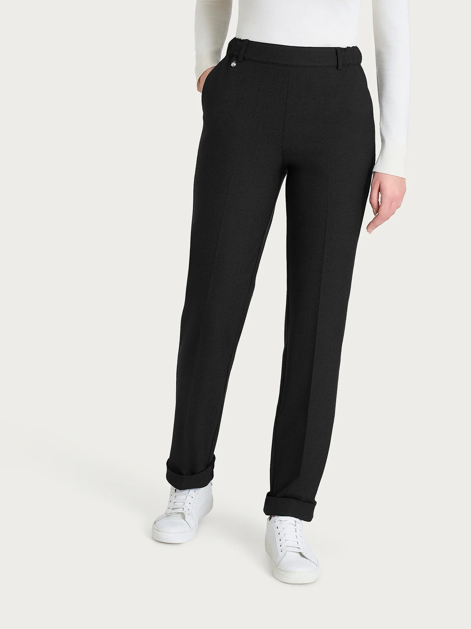 Pantalone dritto con tasche in Flannel Twill - Nero - Image 2