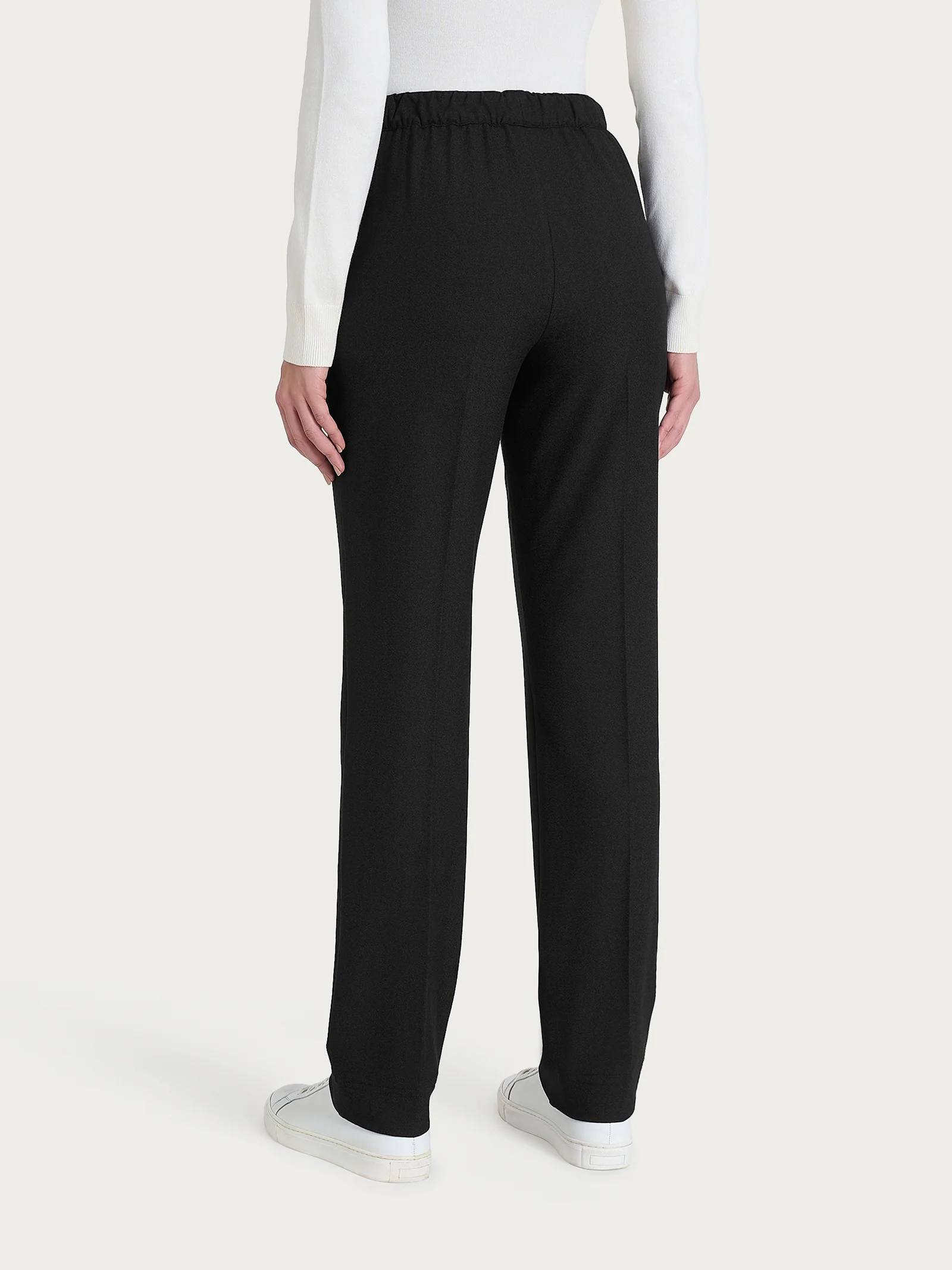 Pantalone dritto con tasche in Flannel Twill - Nero - Image 3