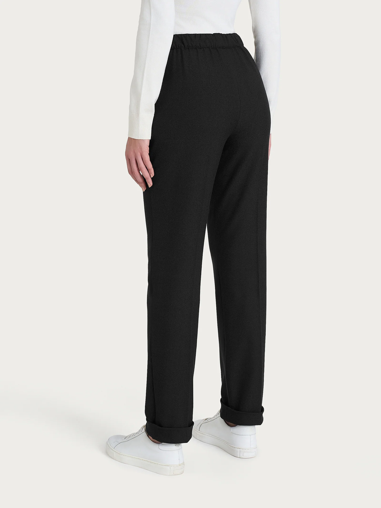 Pantalone dritto con tasche in Flannel Twill - Nero - Image 4