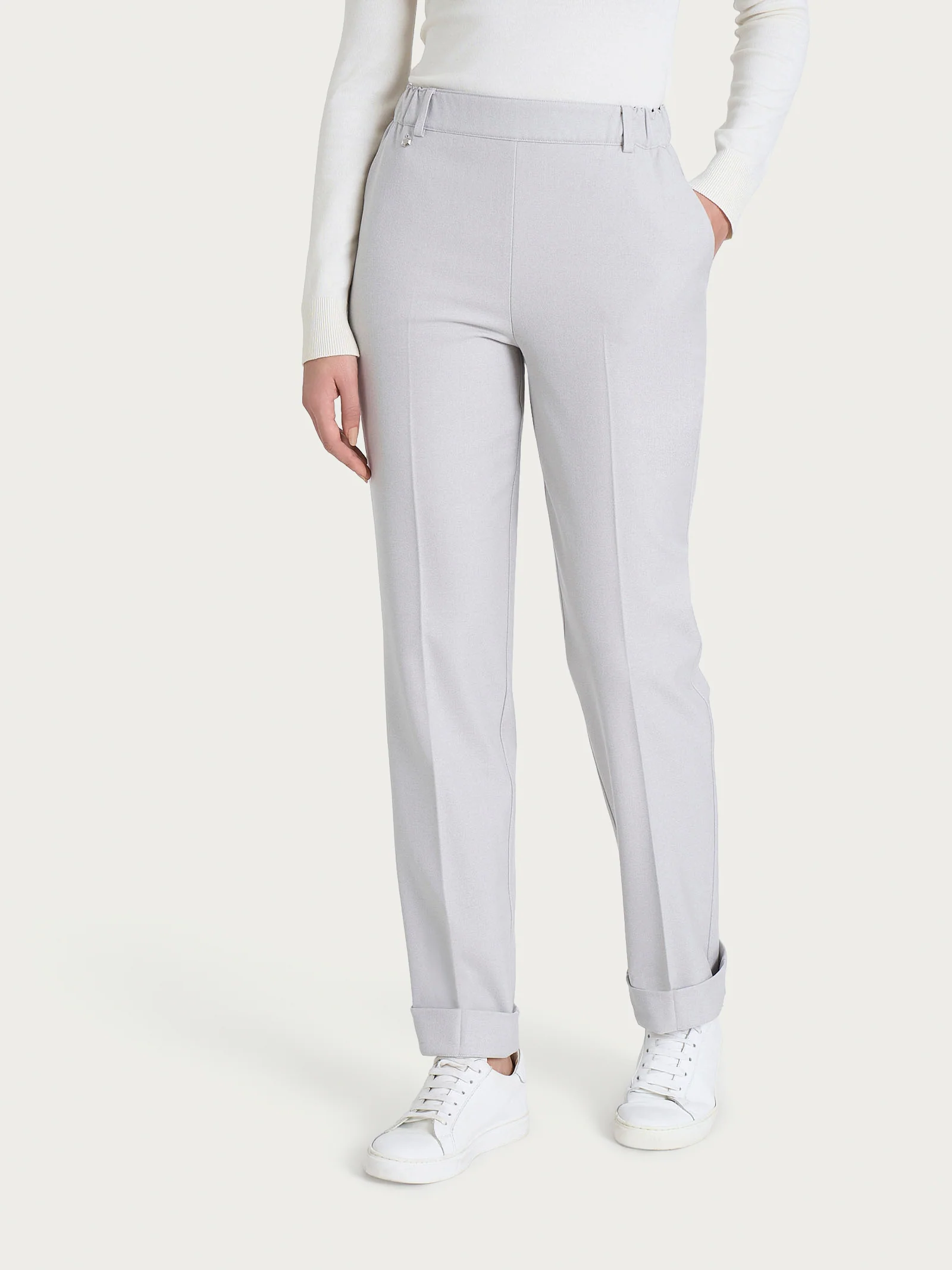Pantalone dritto con tasche in Flannel Twill - Ghiaia Mel. - Image 2