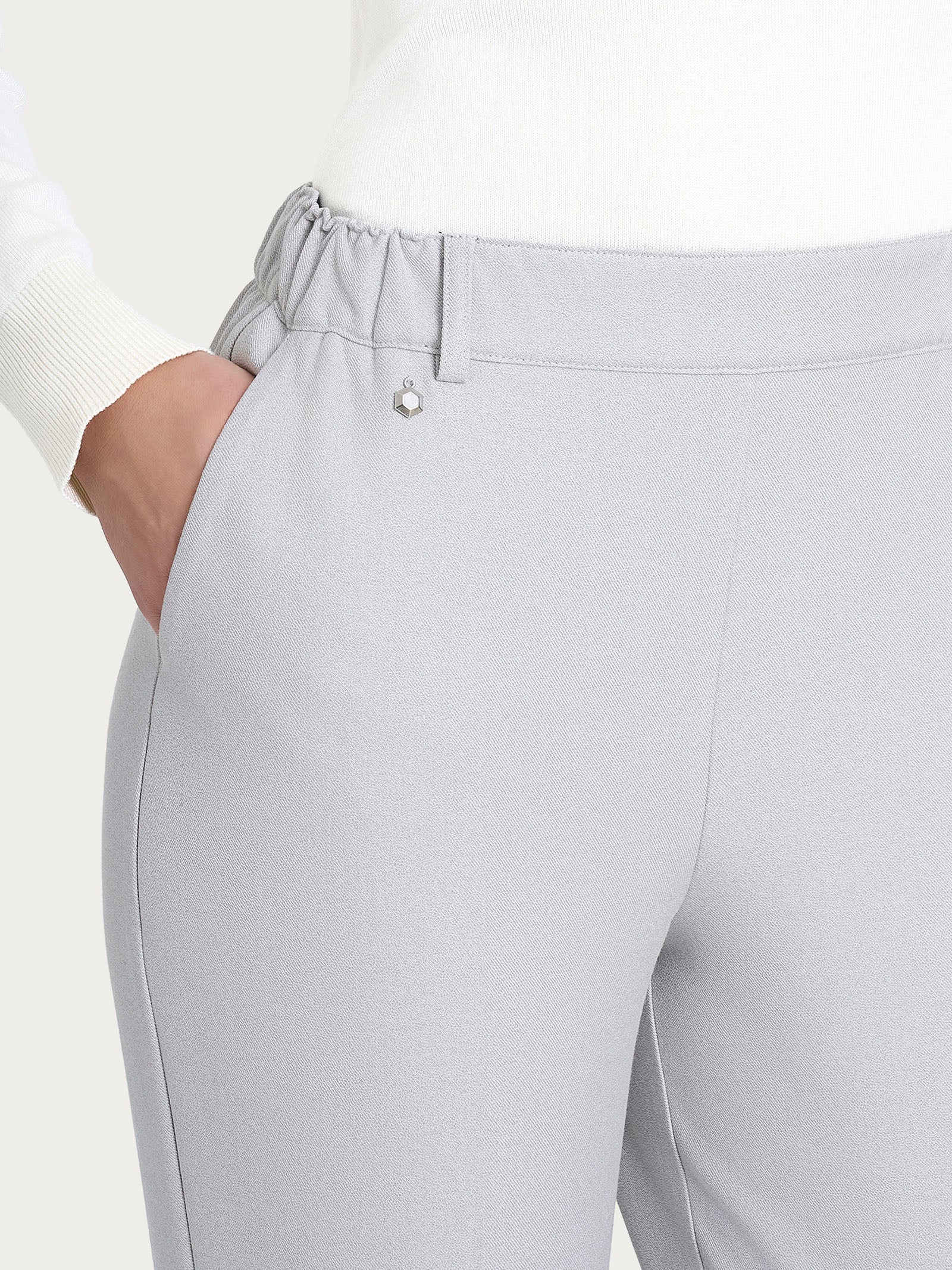 Pantalone dritto con tasche in Flannel Twill - Ghiaia Mel. - Image 5