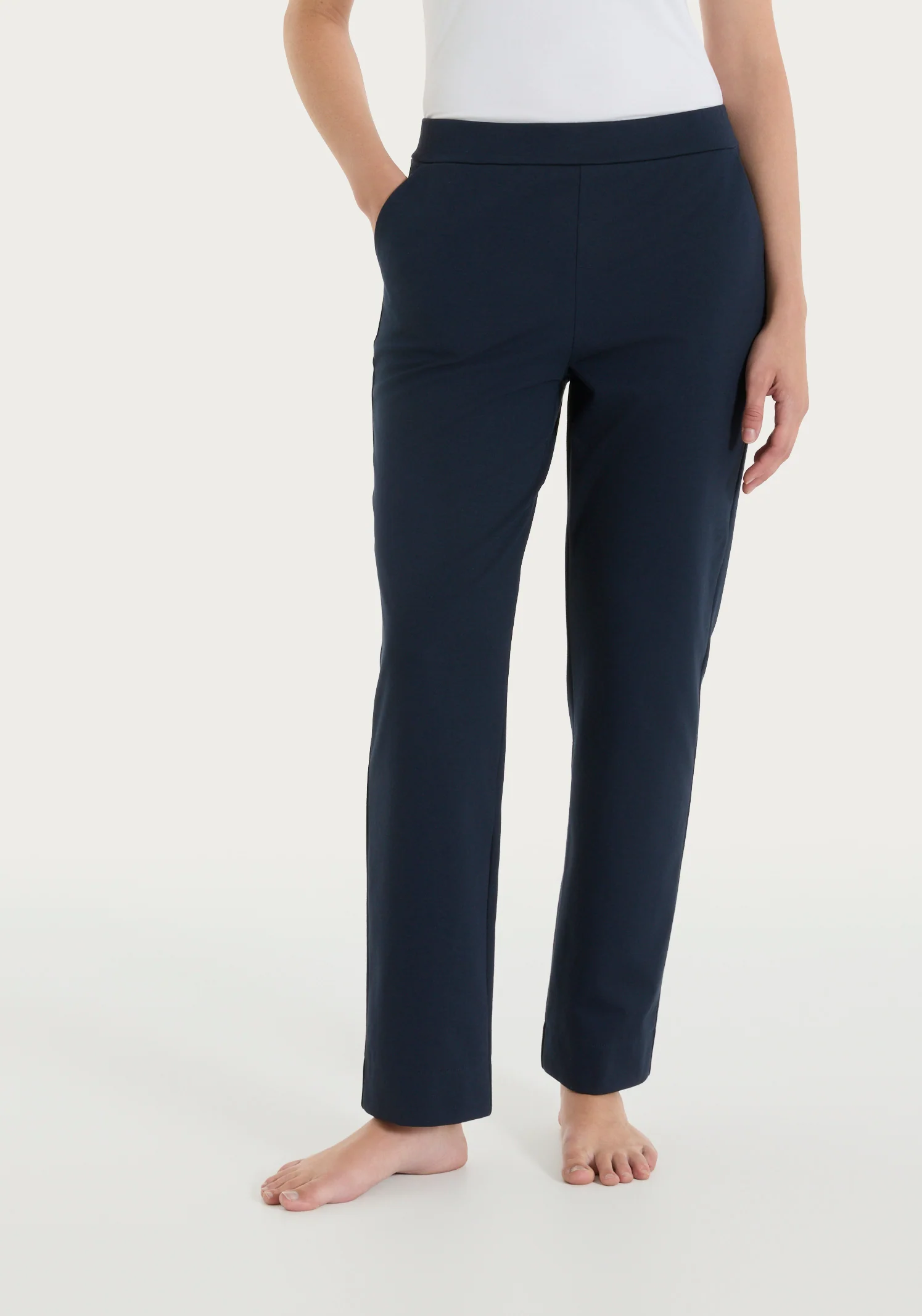 Pantalone dritto con tasche in Jersey di Cotone - Bleu - Image 2