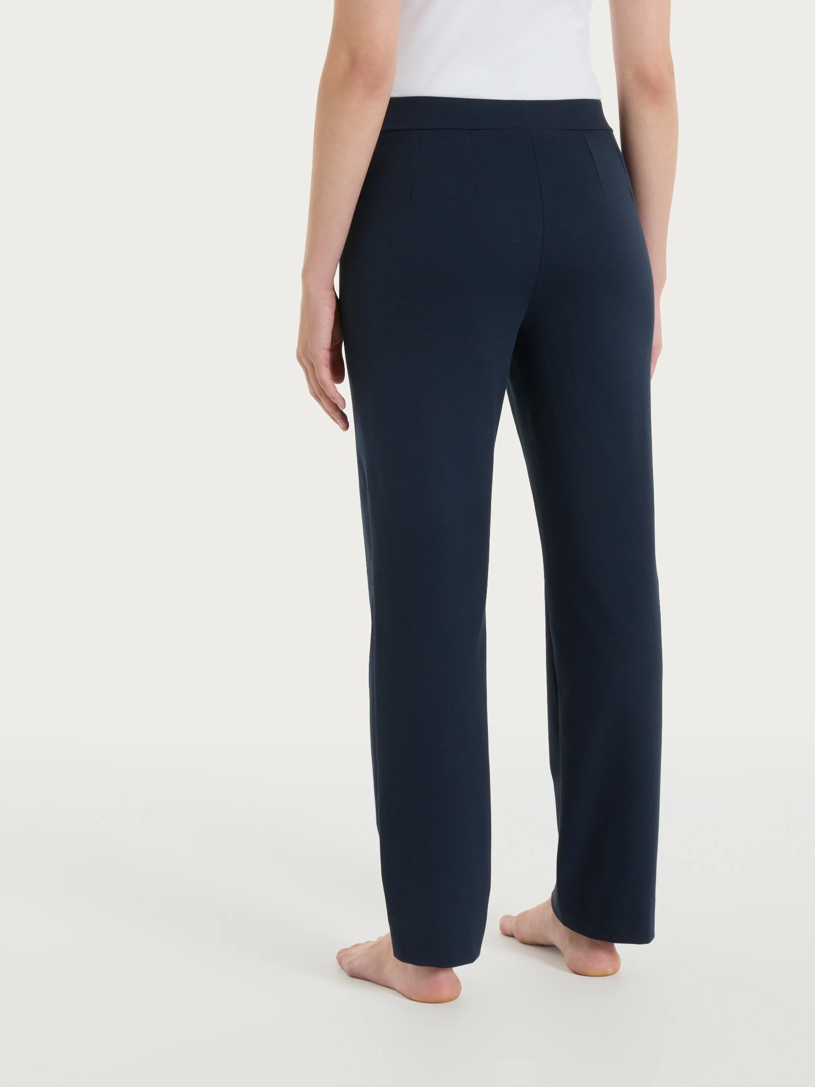 Pantalone dritto con tasche in Jersey di Cotone - Bleu - Image 3