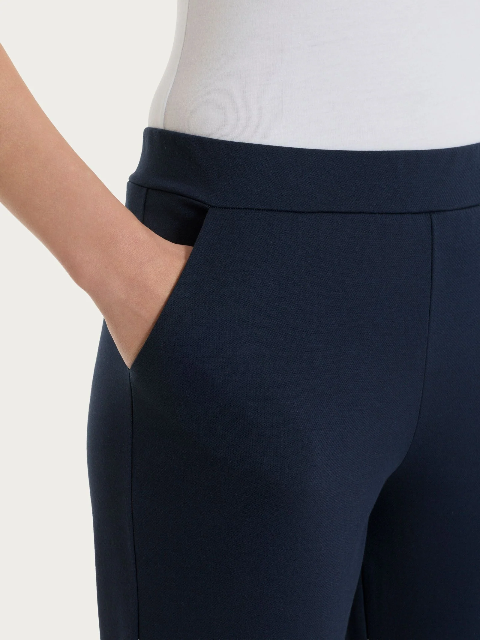 Pantalone dritto con tasche in Jersey di Cotone - Bleu - Image 4