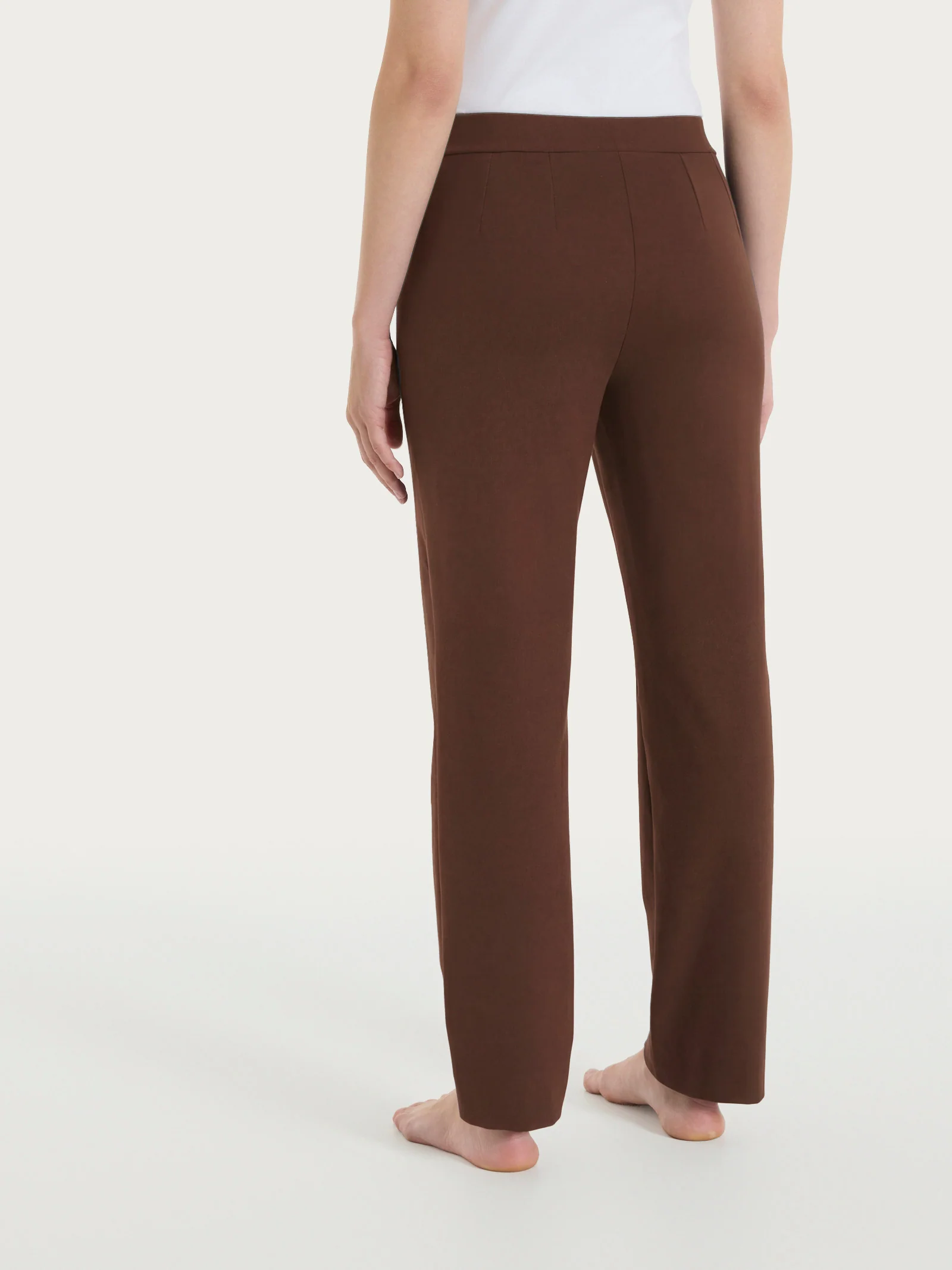 Pantalone dritto con tasche in Jersey di Cotone - Chocolate Fondant - Image 2