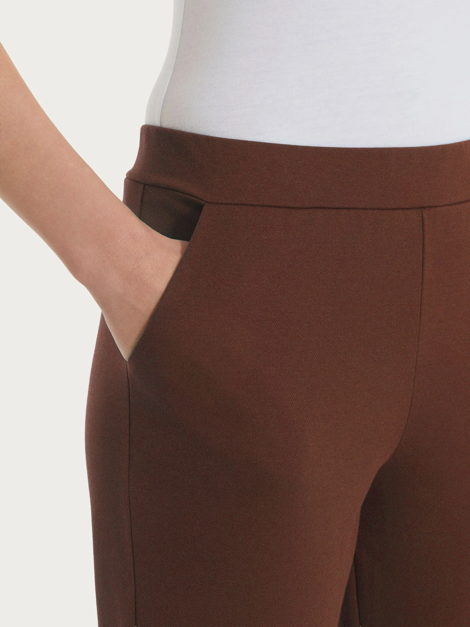 Pantalone dritto con tasche in Jersey di Cotone - Chocolate Fondant - Image 3