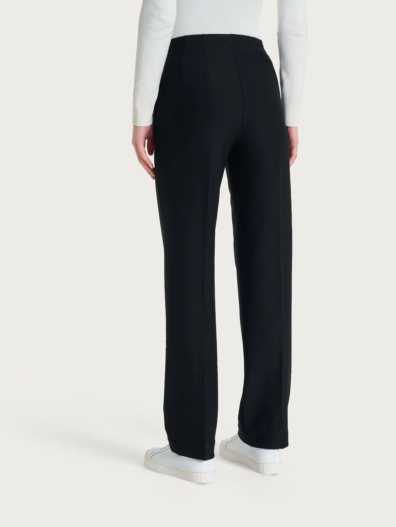 Pantalone dritto con tasche in tessuto Compact - Nero - Image 3