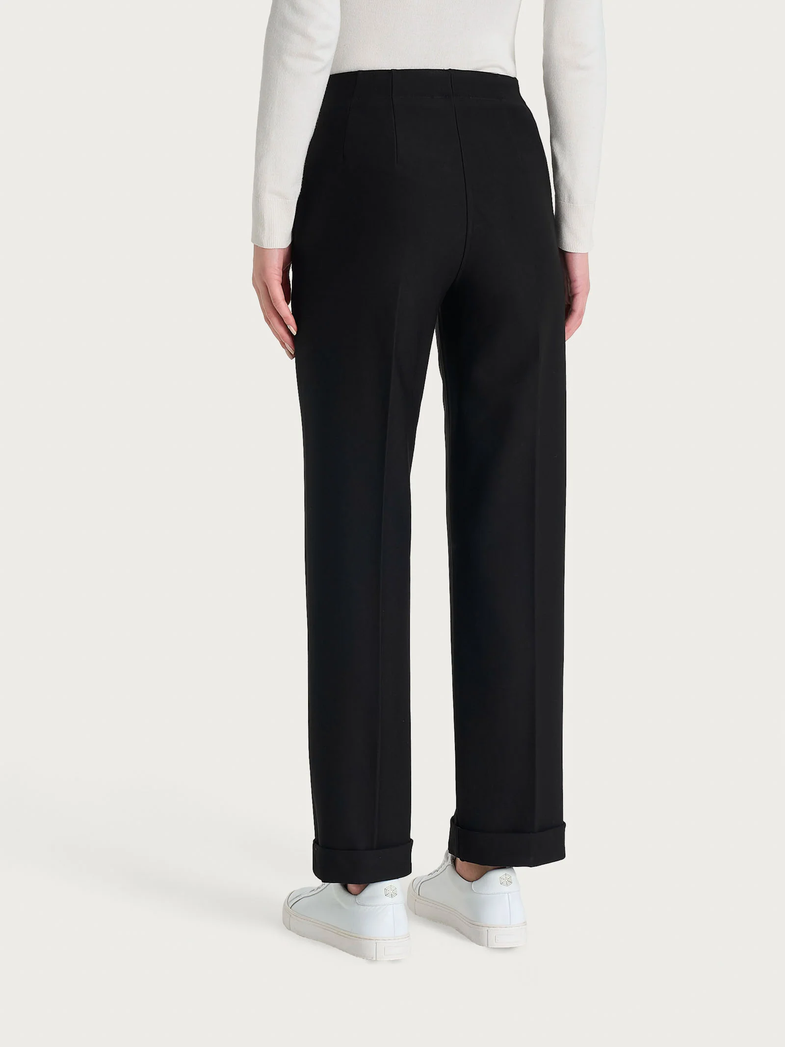 Pantalone dritto con tasche in tessuto Compact - Nero - Image 4