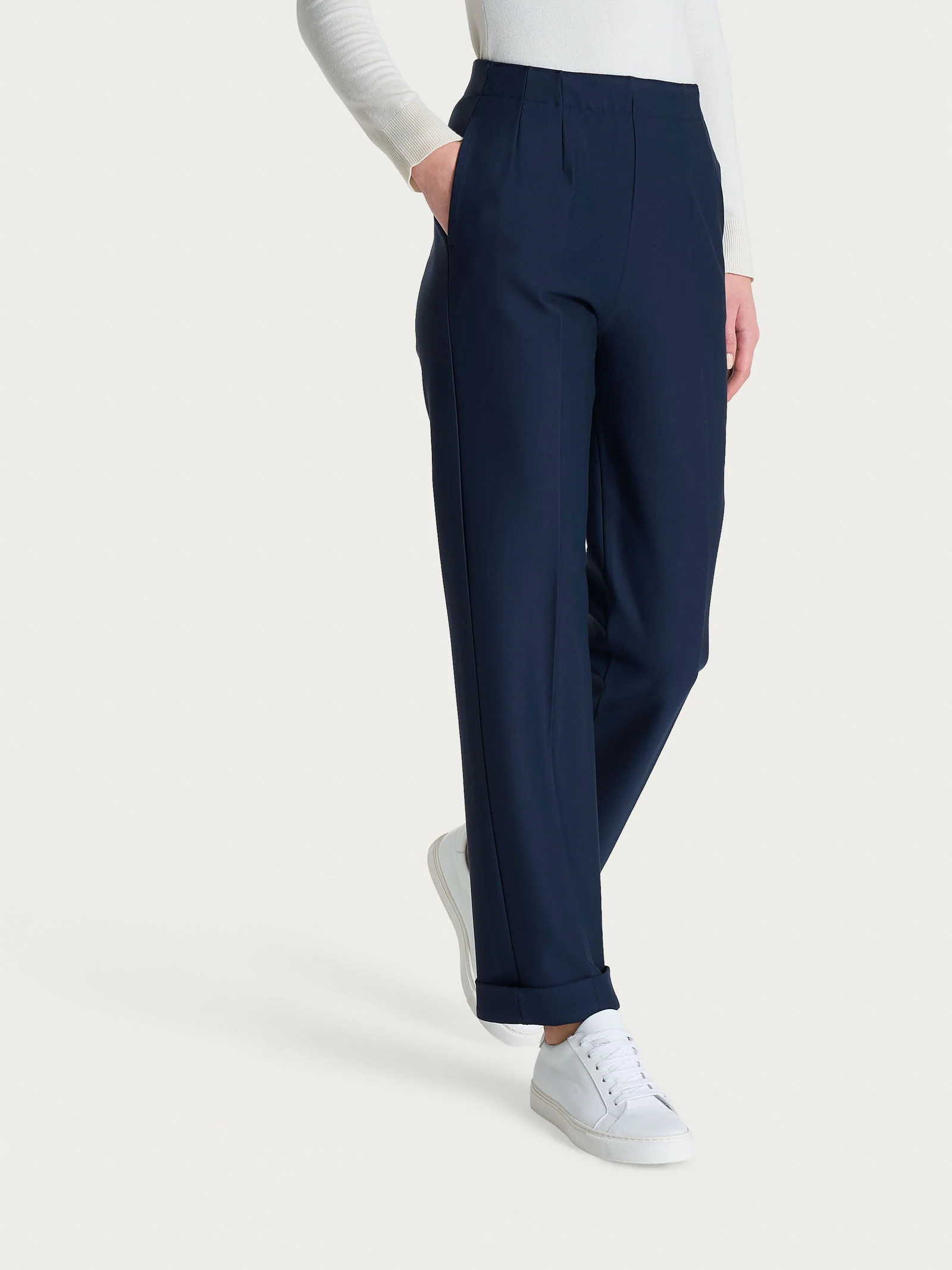 Pantalone dritto con tasche in tessuto Compact - Persia - Image 2