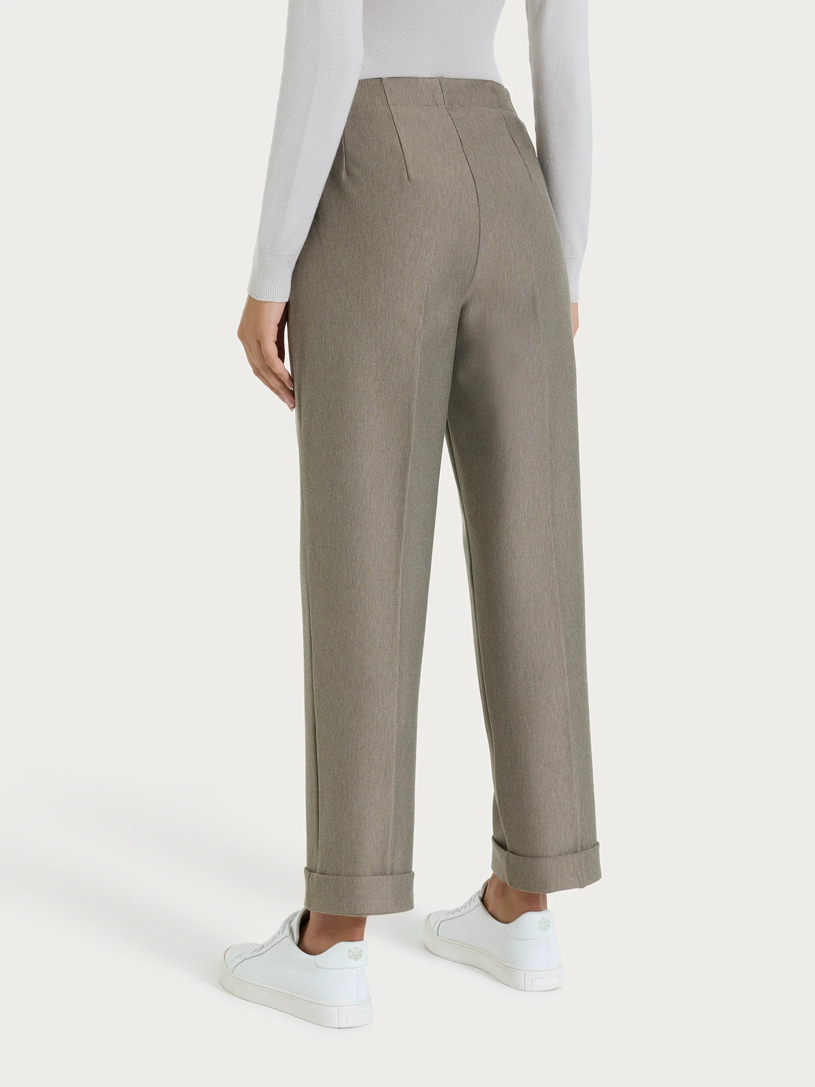 Pantalone dritto con tasche in tessuto Compact - Glace' Mel. - Image 4