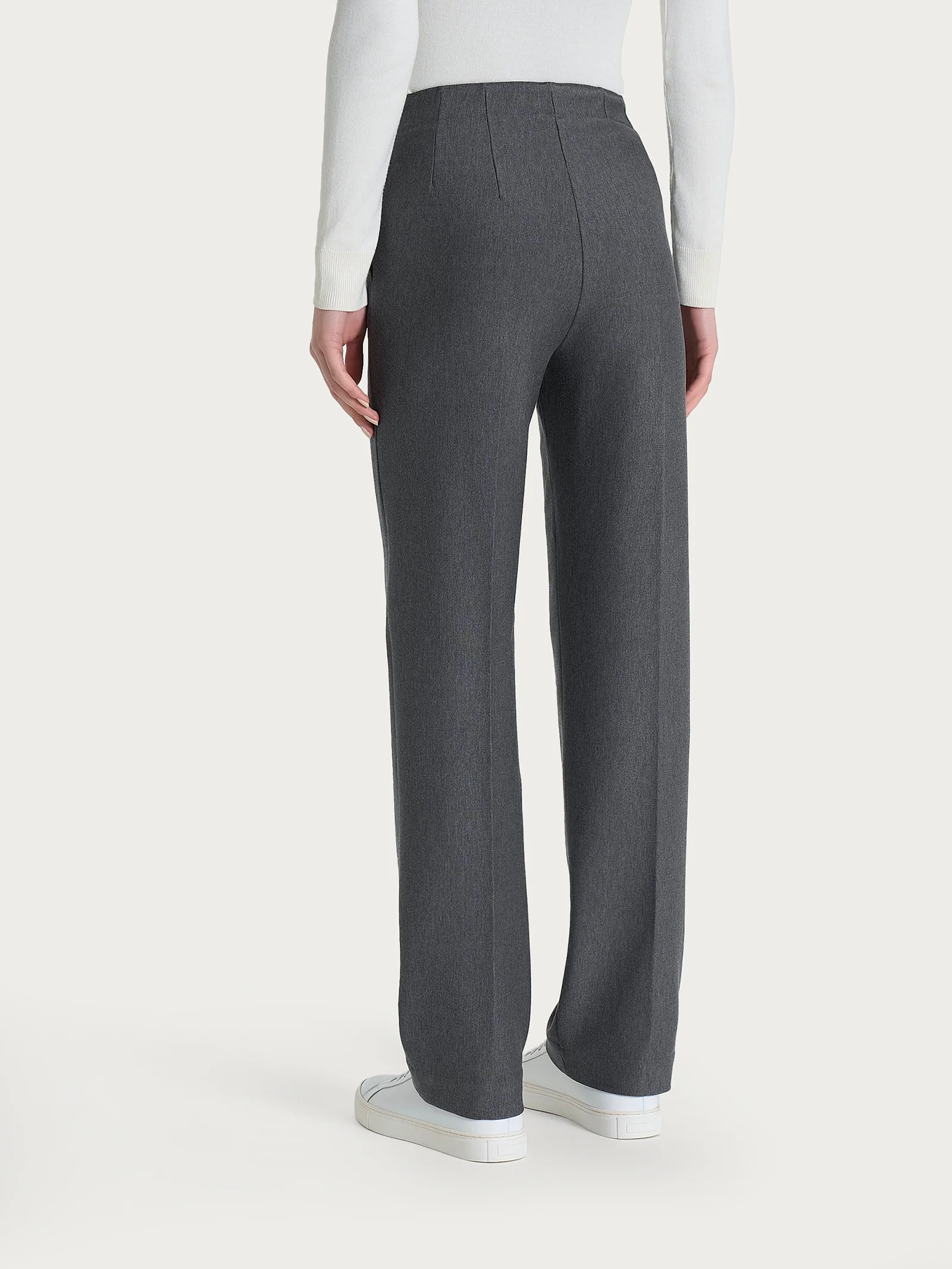 Pantalone dritto con tasche in tessuto Compact - Ardesia Mel. - Image 3