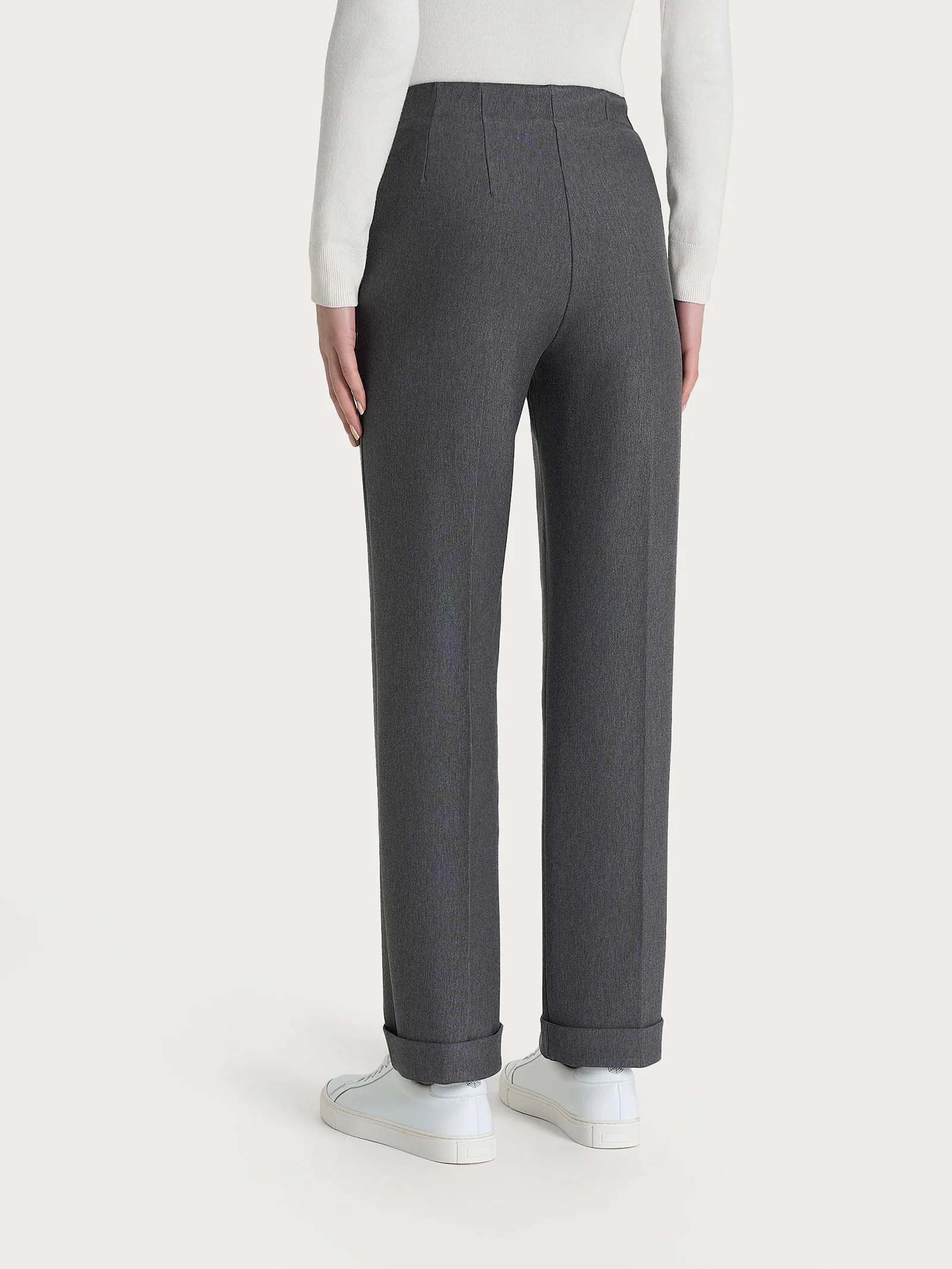 Pantalone dritto con tasche in tessuto Compact - Ardesia Mel. - Image 4