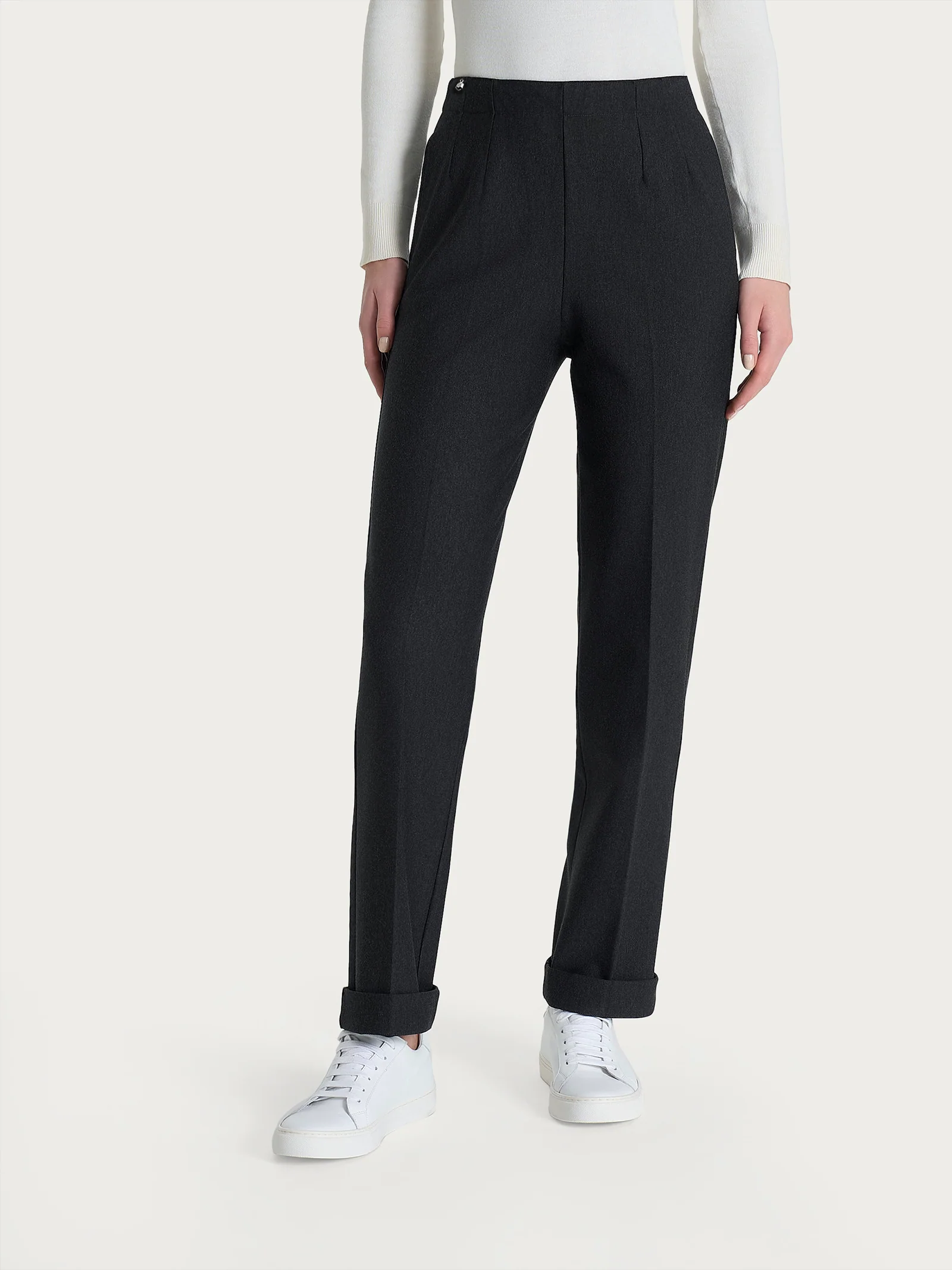 Pantalone dritto con tasche in tessuto Compact - Oscuro Mel. - Image 2
