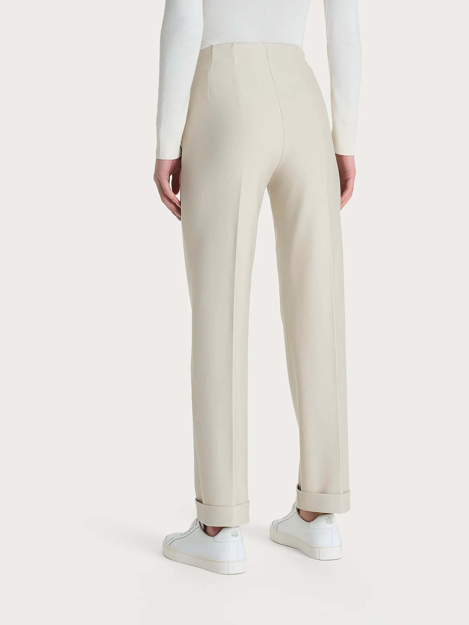 Pantalone dritto con tasche in tessuto Compact - Champignon - Image 3