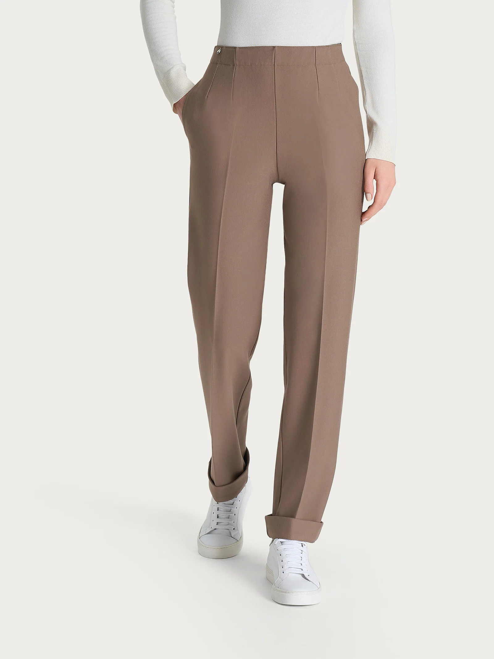 Pantalone dritto con tasche in tessuto Compact - Pine Bark - Image 2