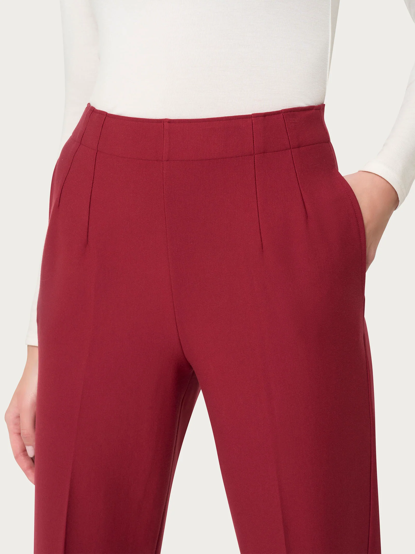 Pantalone dritto con tasche in tessuto Compact - Tibetan Red - Image 3