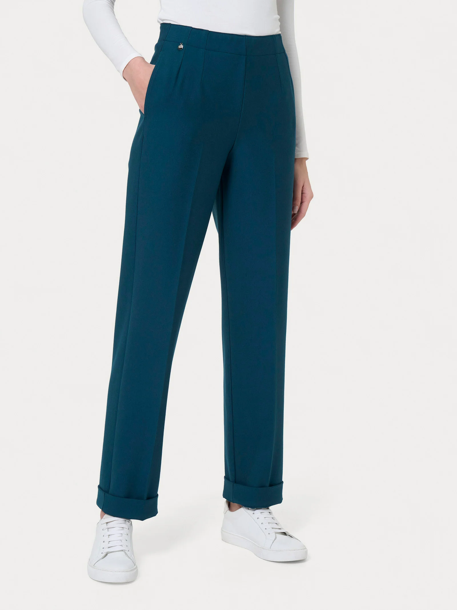 Pantalone dritto con tasche in tessuto Compact - Reflecting Pond - Image 2