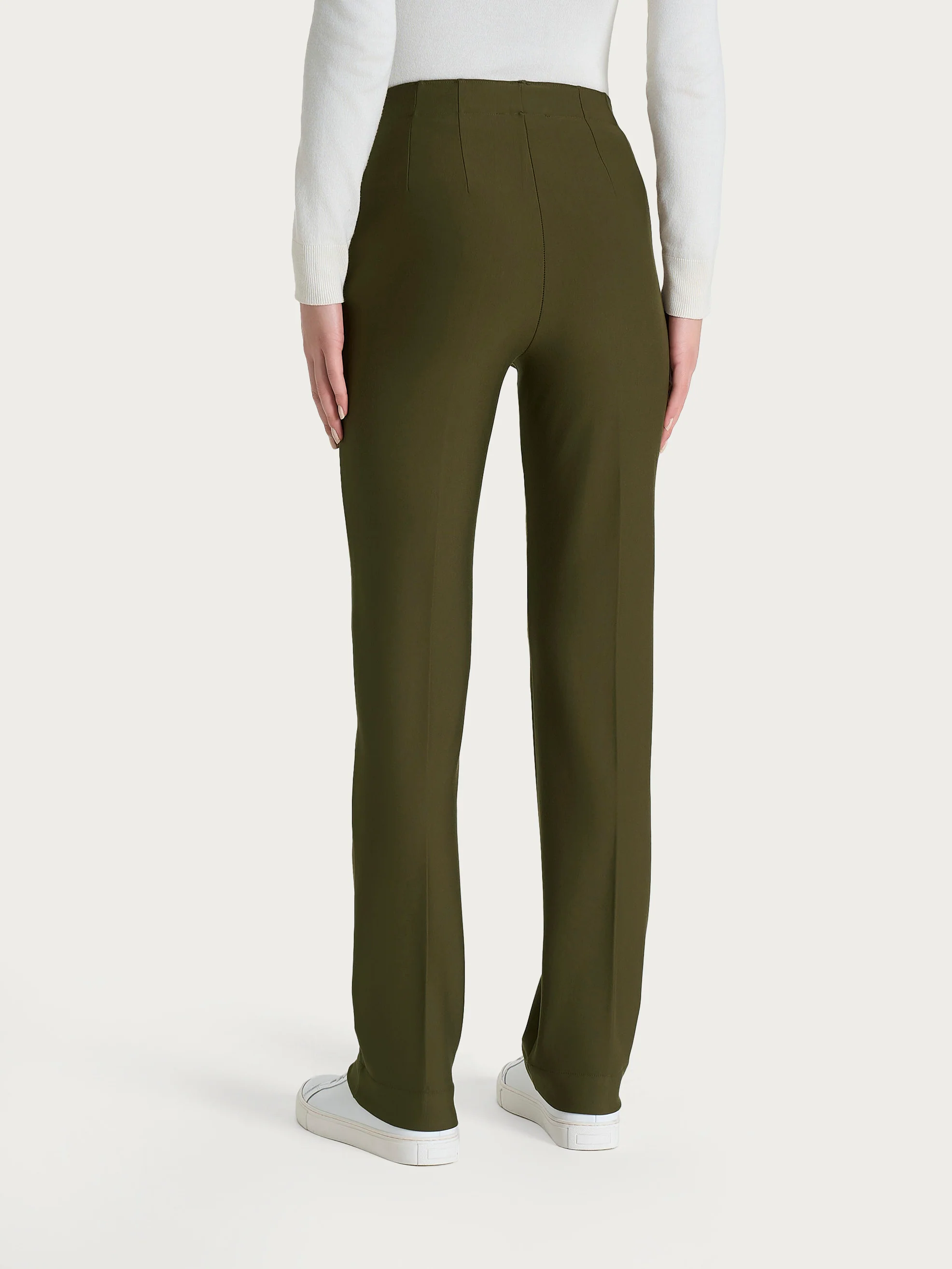 Pantalone dritto con tasche in tessuto Compact - Dark Olive - Image 3