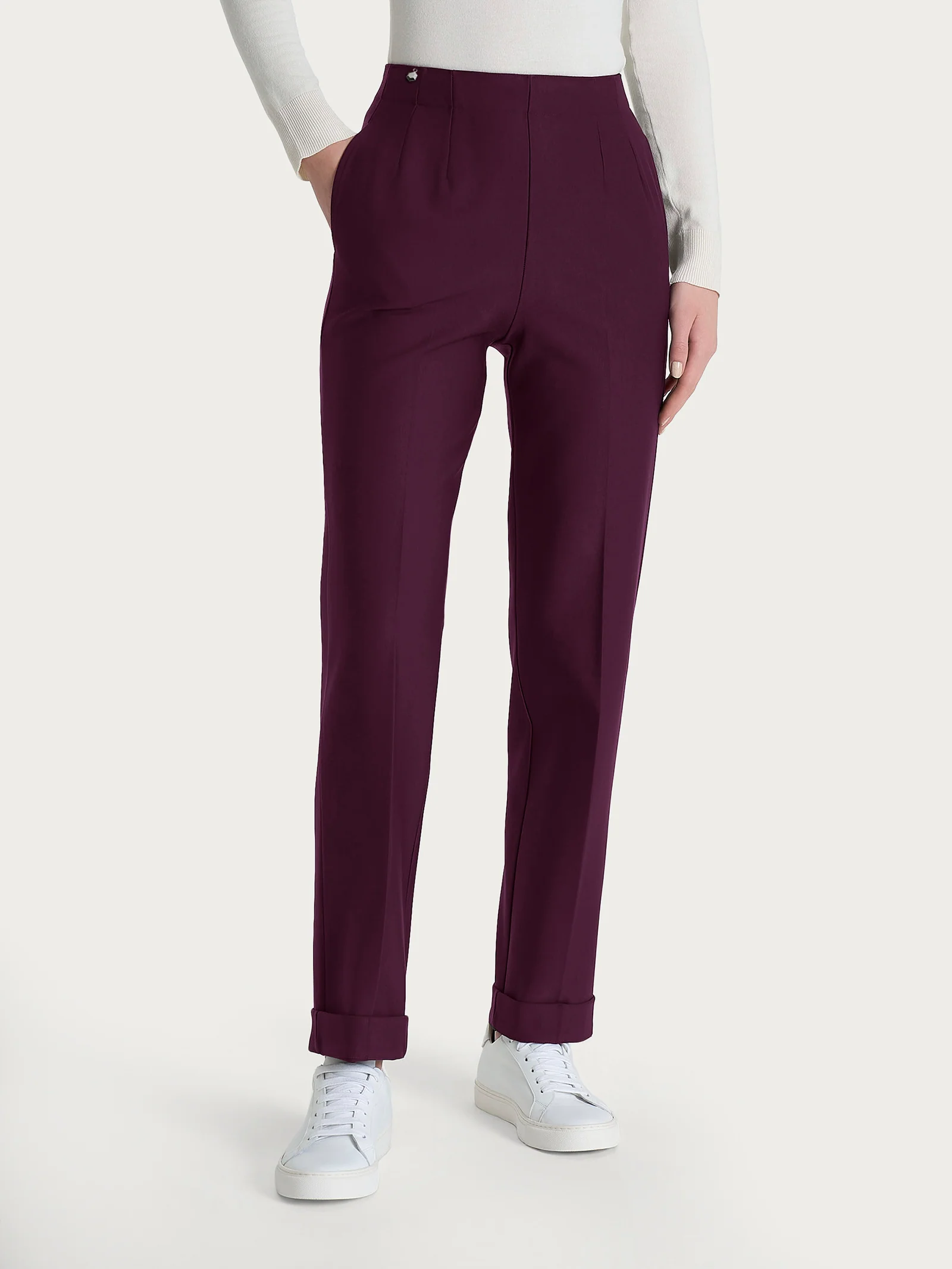Pantalone dritto con tasche in tessuto Compact - Fig - Image 2