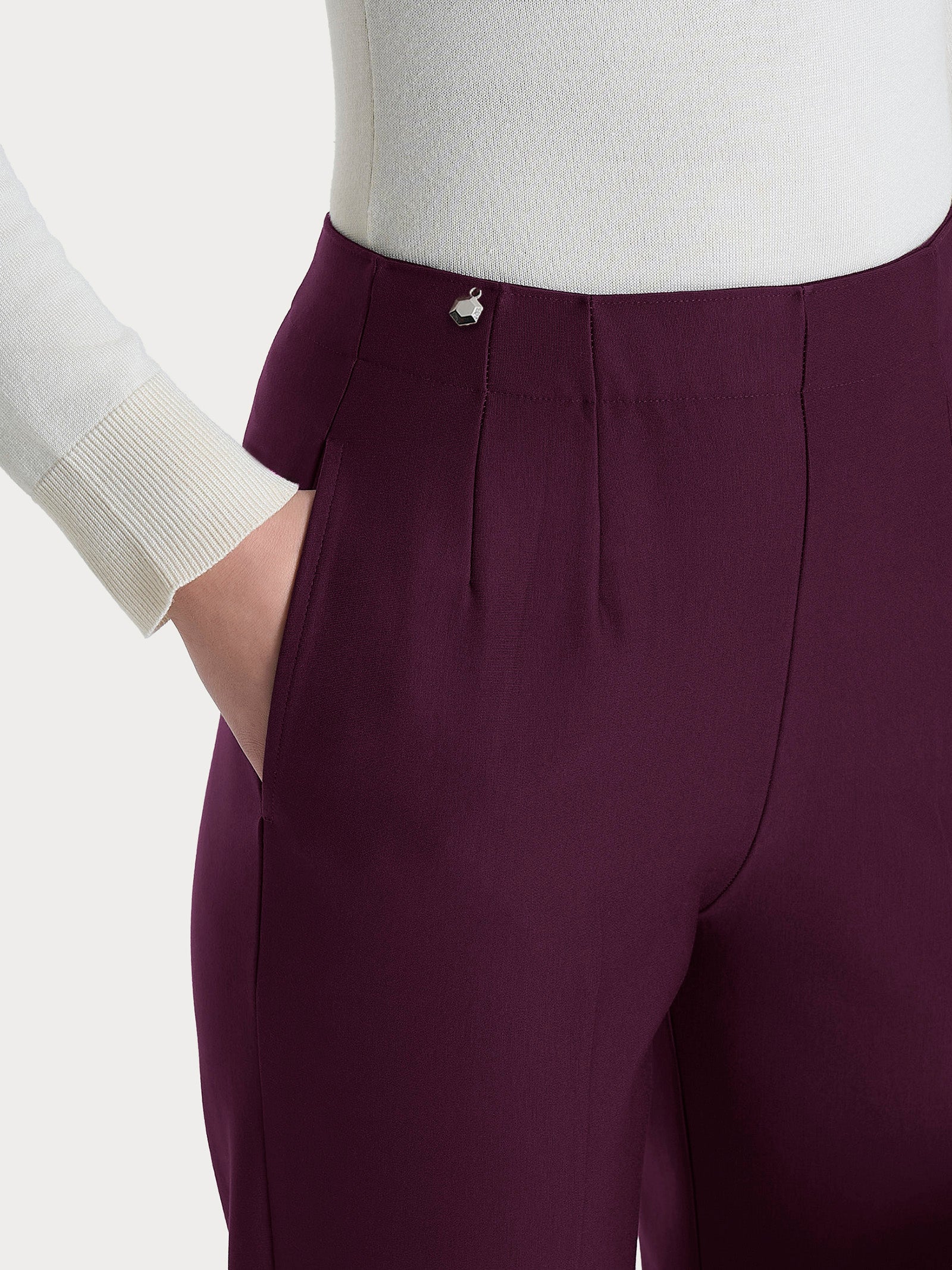 Pantalone dritto con tasche in tessuto Compact - Fig - Image 5