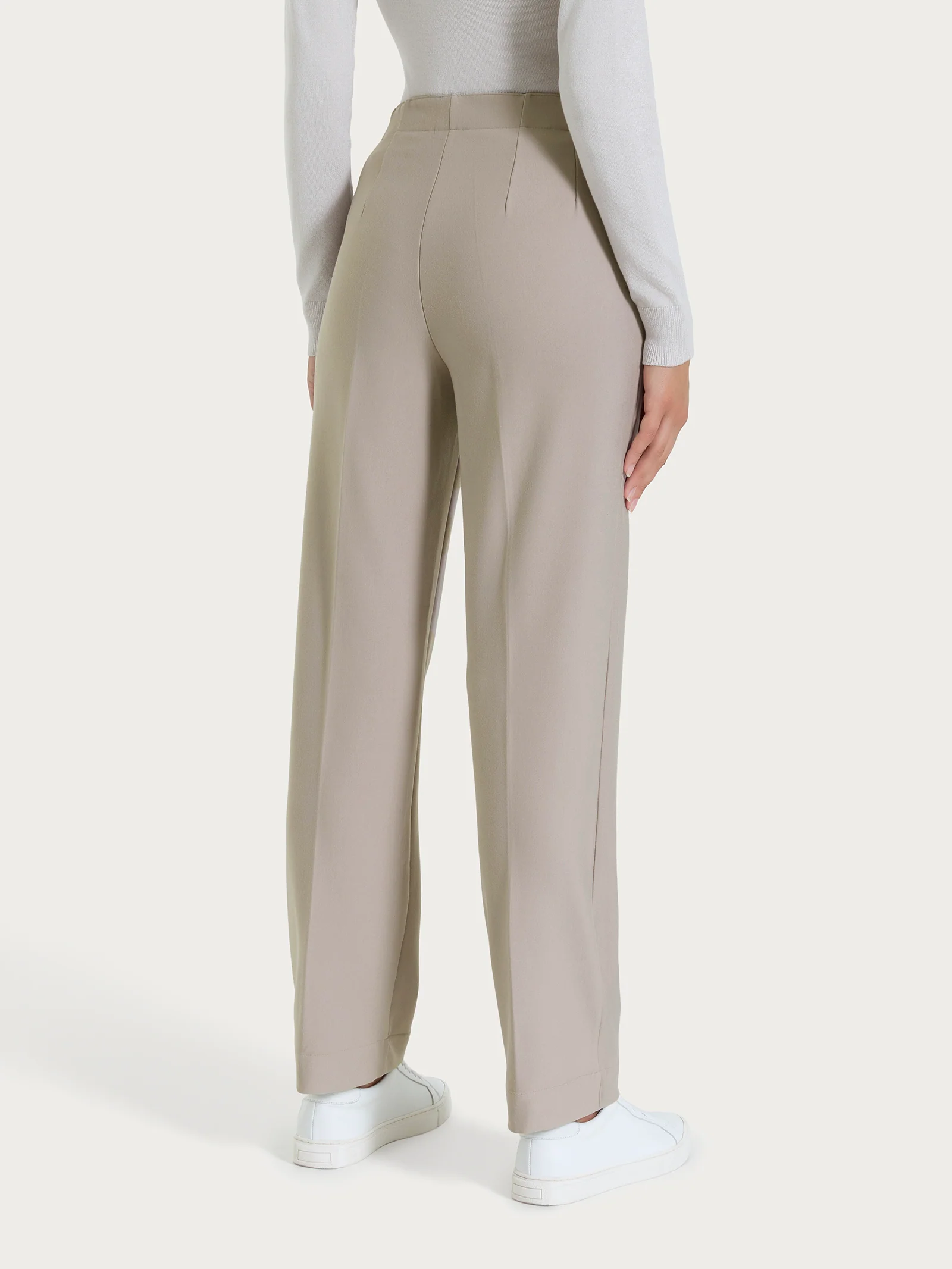 Pantalone dritto con tasche in tessuto Compact - String - Image 3