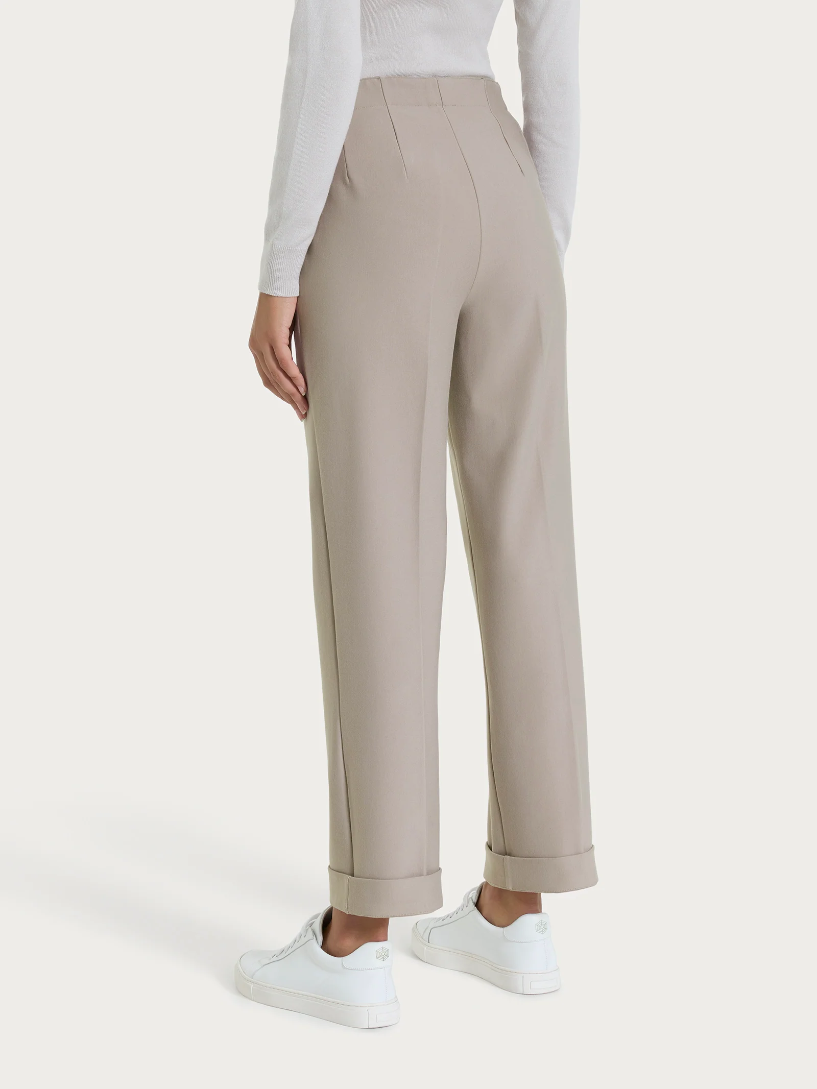 Pantalone dritto con tasche in tessuto Compact - String - Image 4