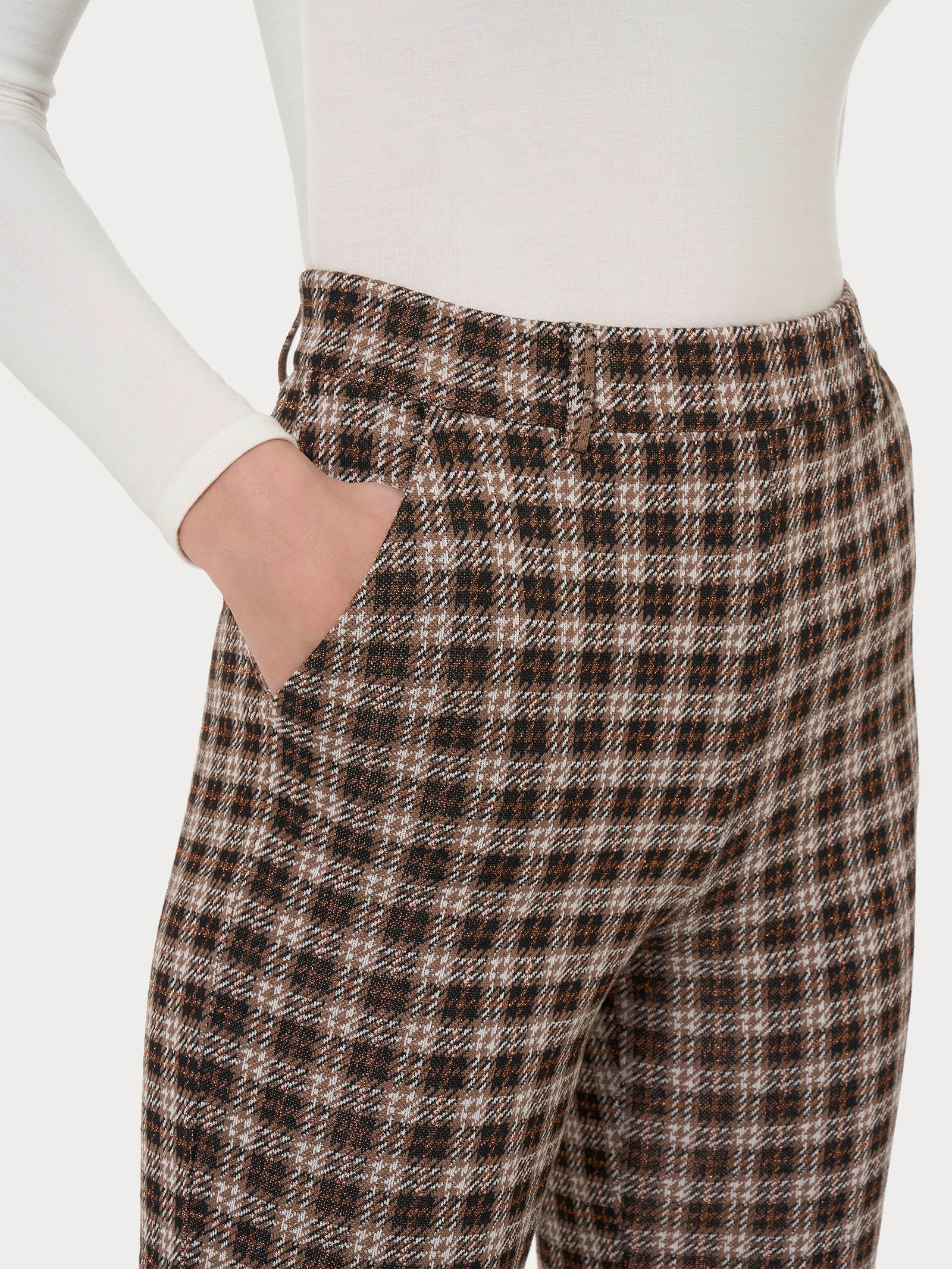 Pantalone dritto con tasche in tessuto Eco Jacquard - Fant.Nero - Image 3