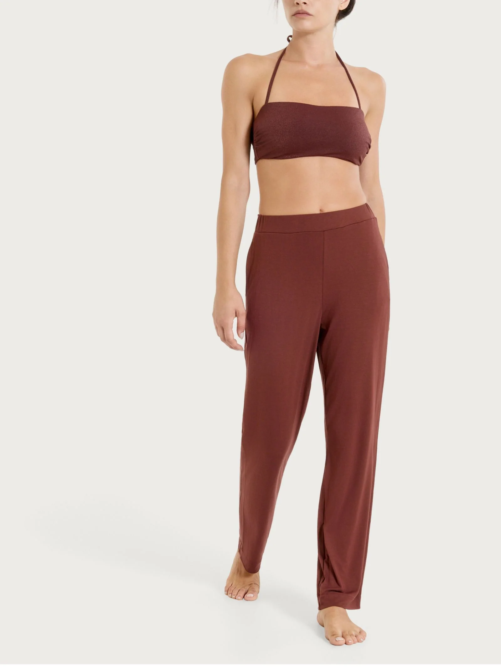 Pantalone dritto con tasche in Viscosa Summer - Chocolate Fondant - Image 4