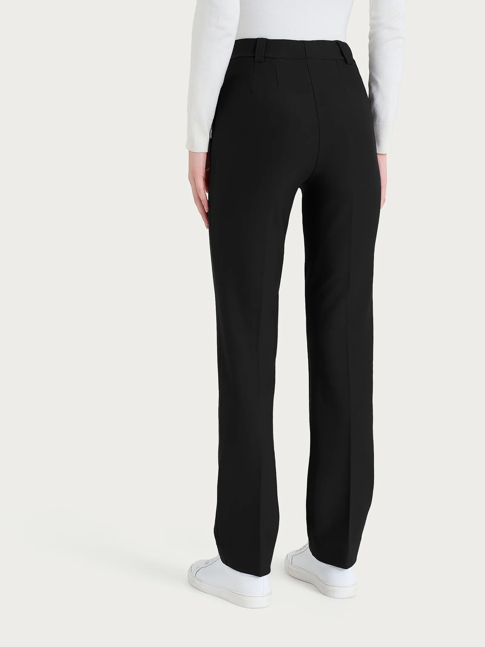 Pantalone dritto con taschino in Compact - Nero - Image 2