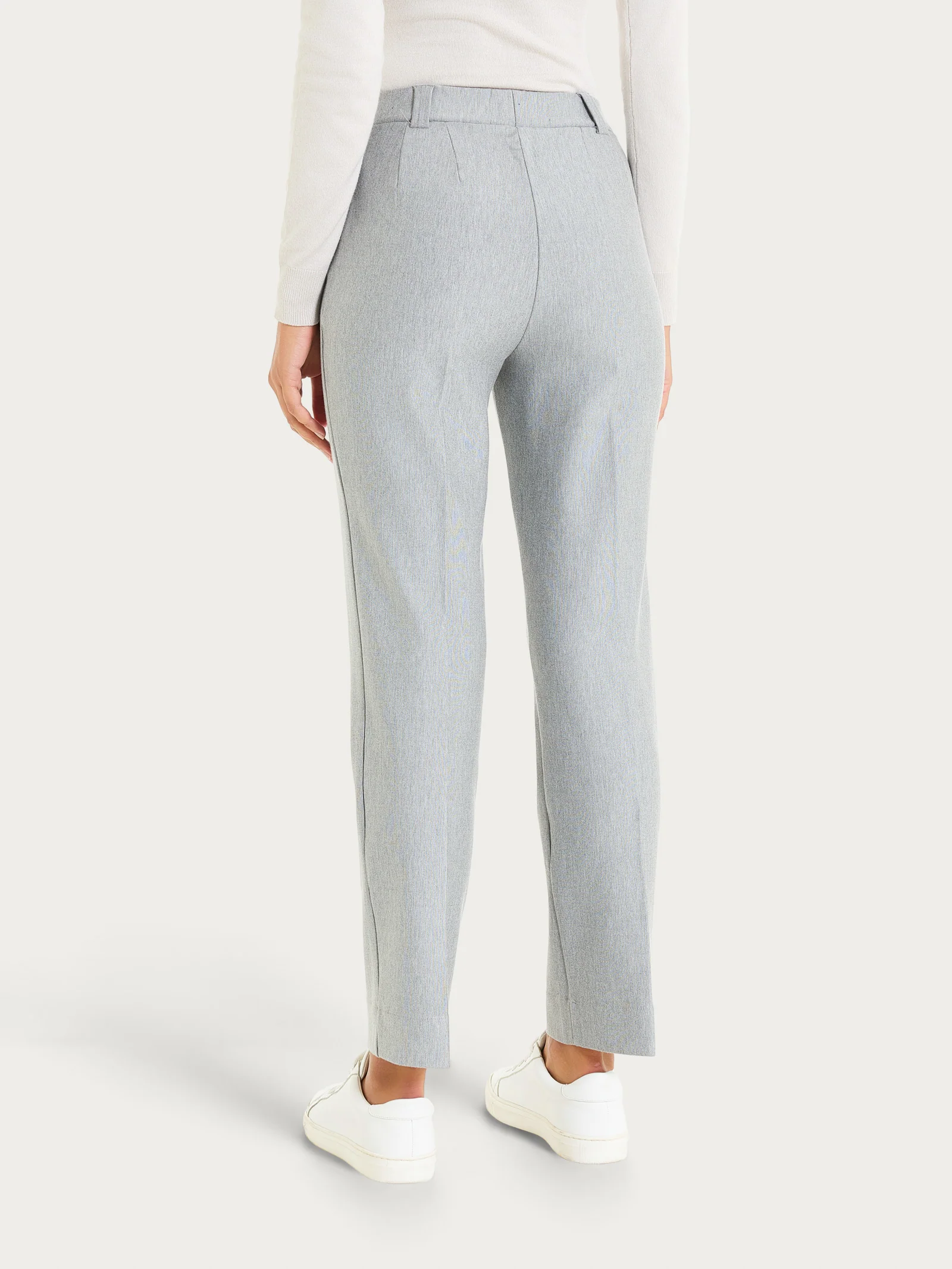 Pantalone dritto con taschino in Compact - Grigio Mel. - Image 3