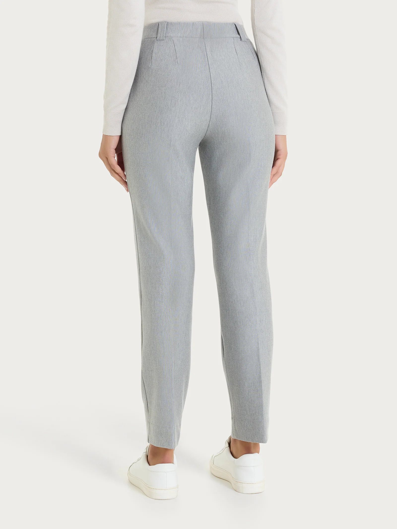 Pantalone dritto con taschino in Compact - Grigio Mel. - Image 4