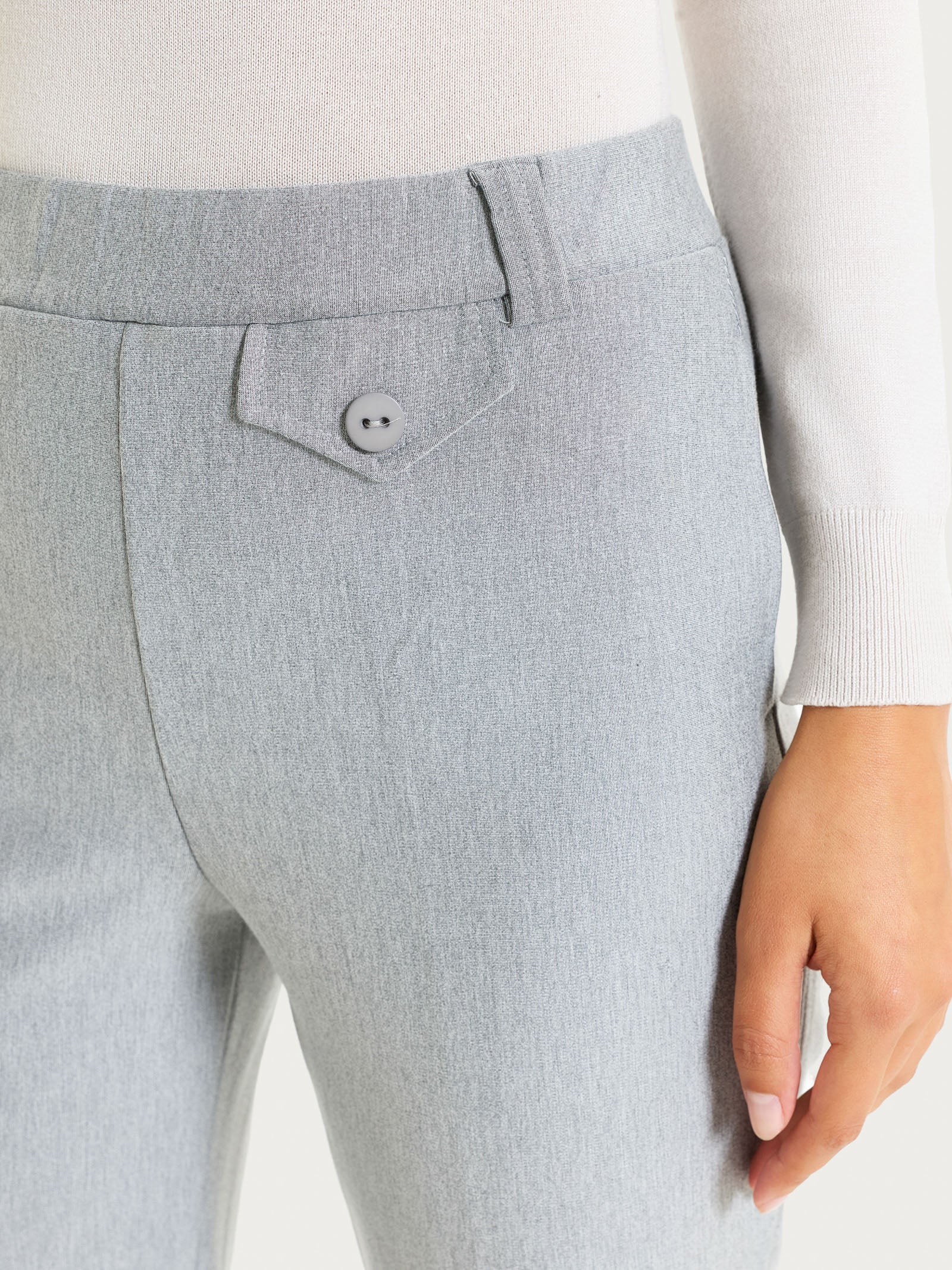 Pantalone dritto con taschino in Compact - Grigio Mel. - Image 6