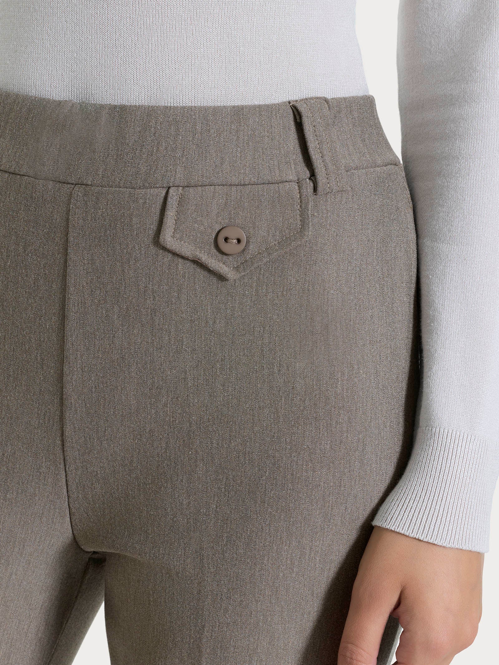 Pantalone dritto con taschino in Compact - Glace' Mel. - Image 3