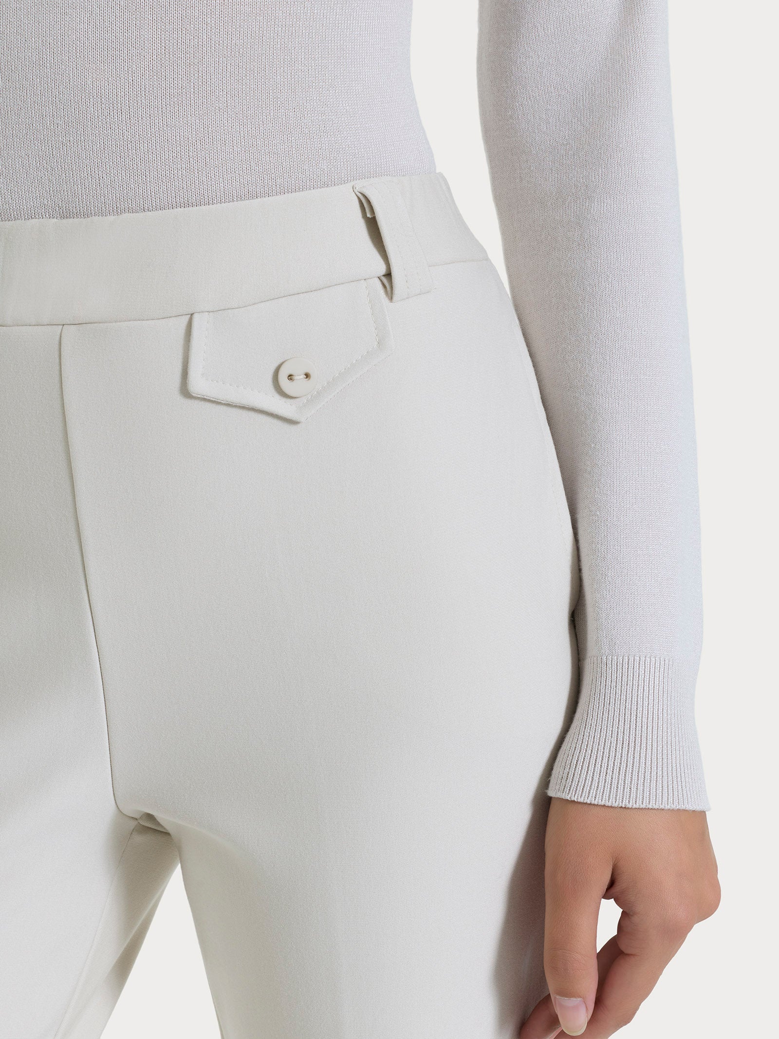 Pantalone dritto con taschino in Compact - Champignon - Image 3